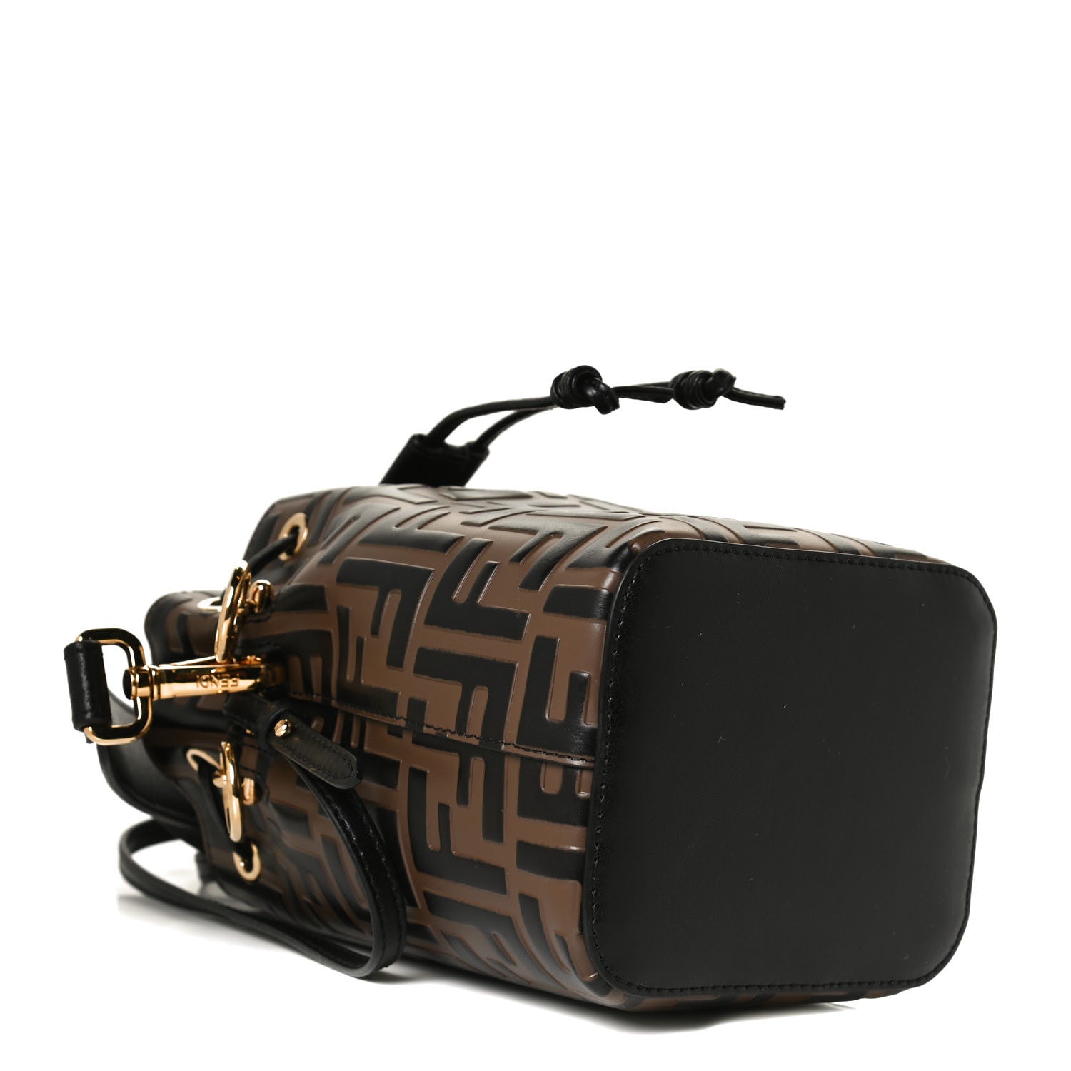 Fendi Vitello Liberty F is Fendi Bi-Color FF 1974 Embossed Mini Mon Tresor Bucket Bag Maya Black 3 of 12