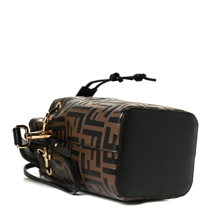 Fendi Vitello Liberty F is Fendi Bi-Color FF 1974 Embossed Mini Mon Tresor Bucket Bag Maya Black 3 of 12