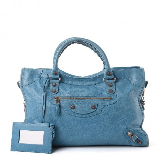 Agneau Giant 12 Rose Gold Hardware City Bleu Indigo
