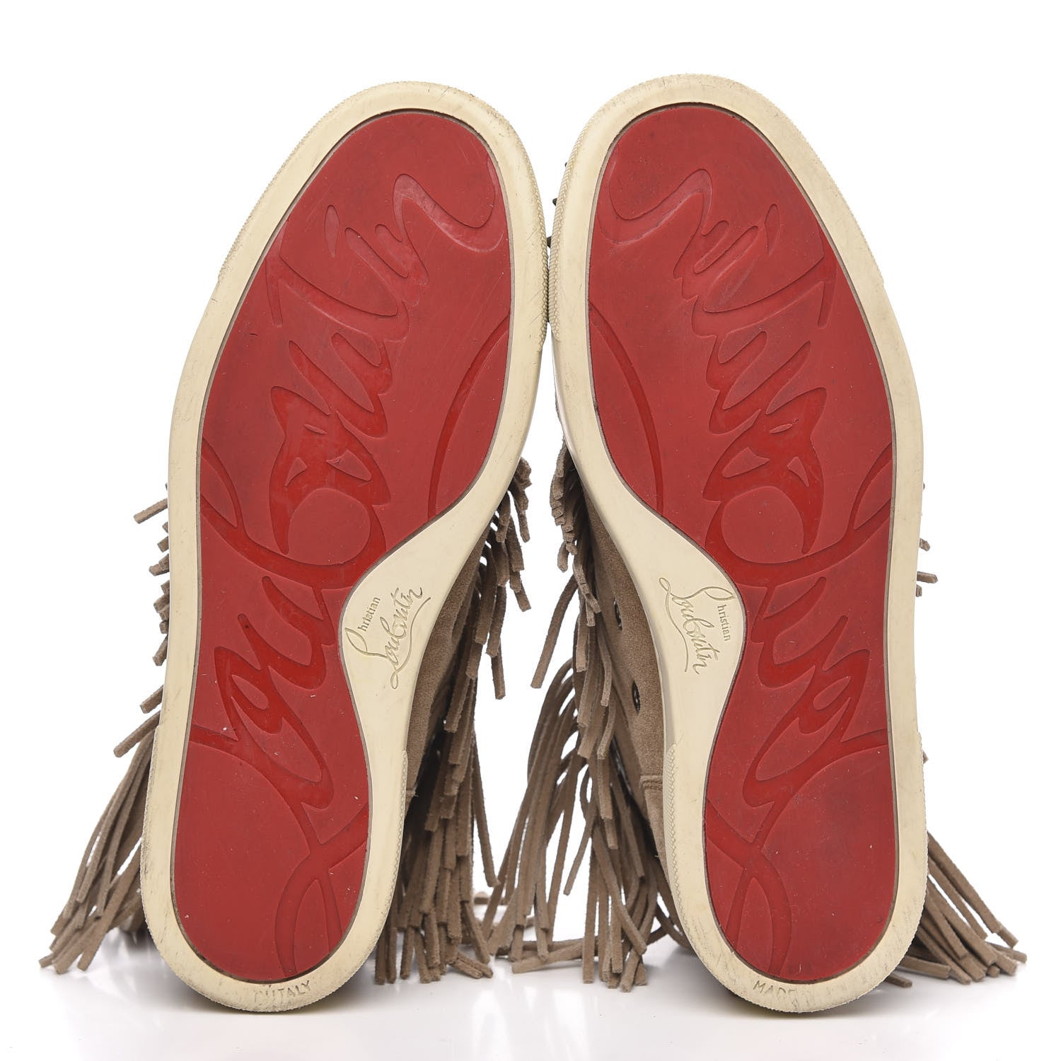 Christian Louboutin Veau Velours Spikes Womens Coachelita Flat Sneakers 36 Beige 5 of 9