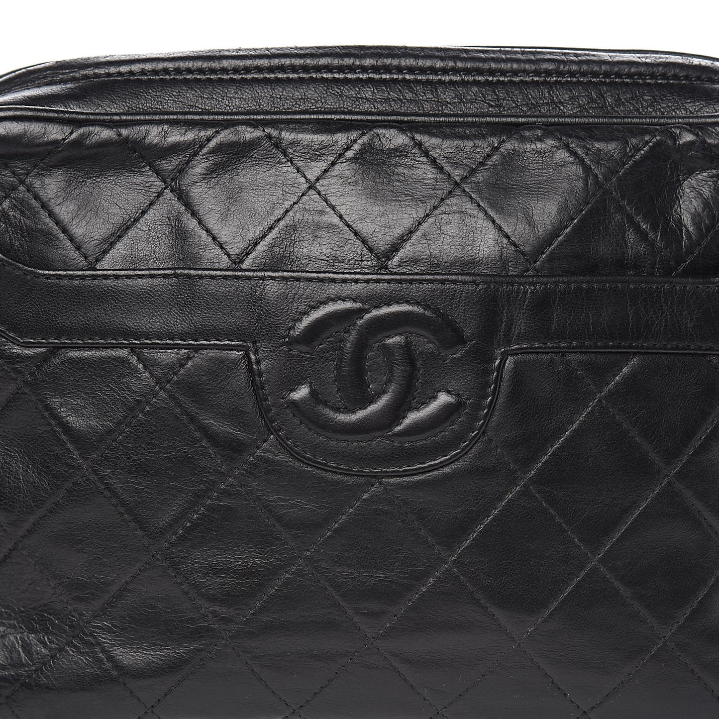 Lambskin Quilted CC Tassel Camera Case Black