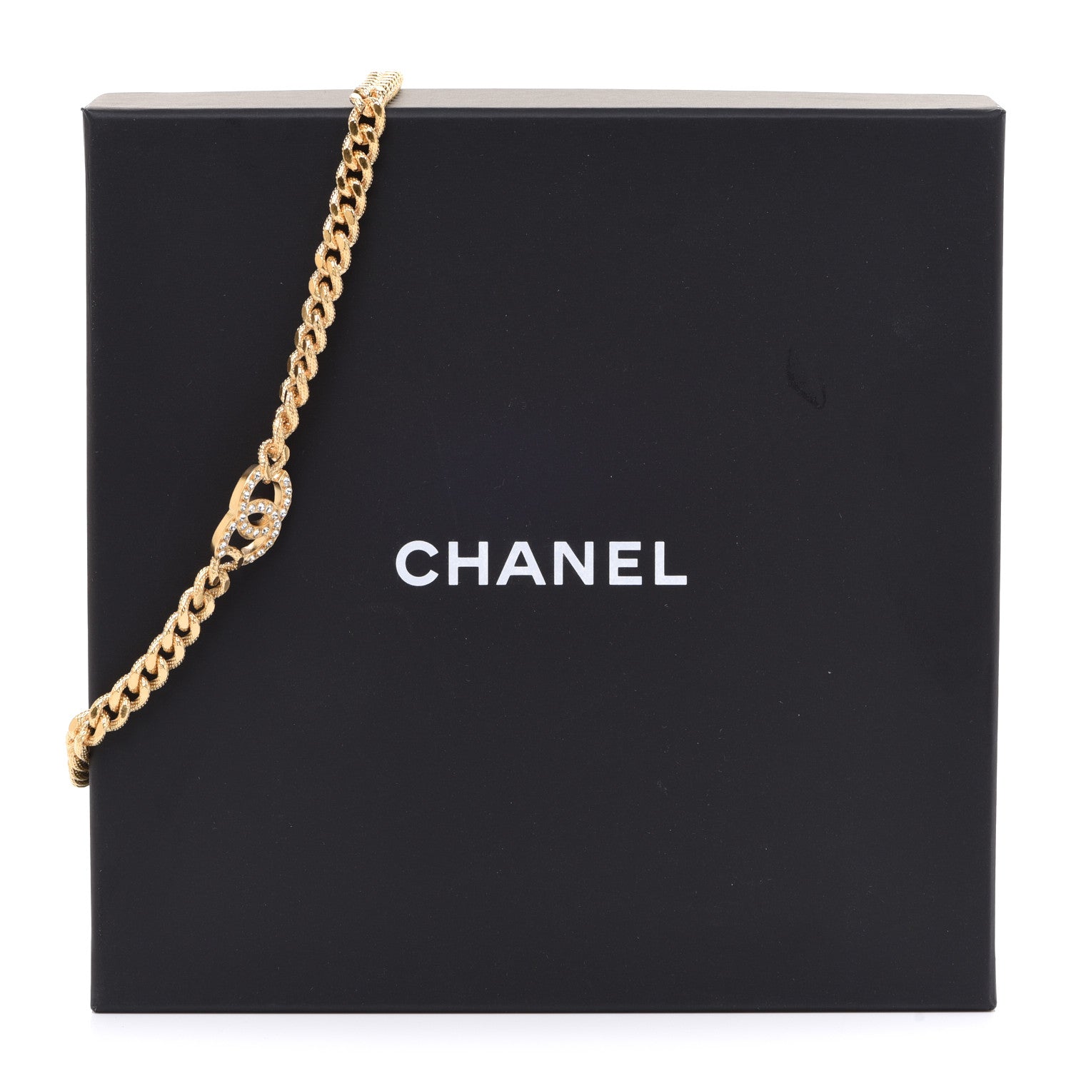 Chanel Crystal Chain Link CC Choker Necklace Gold 6 of 6