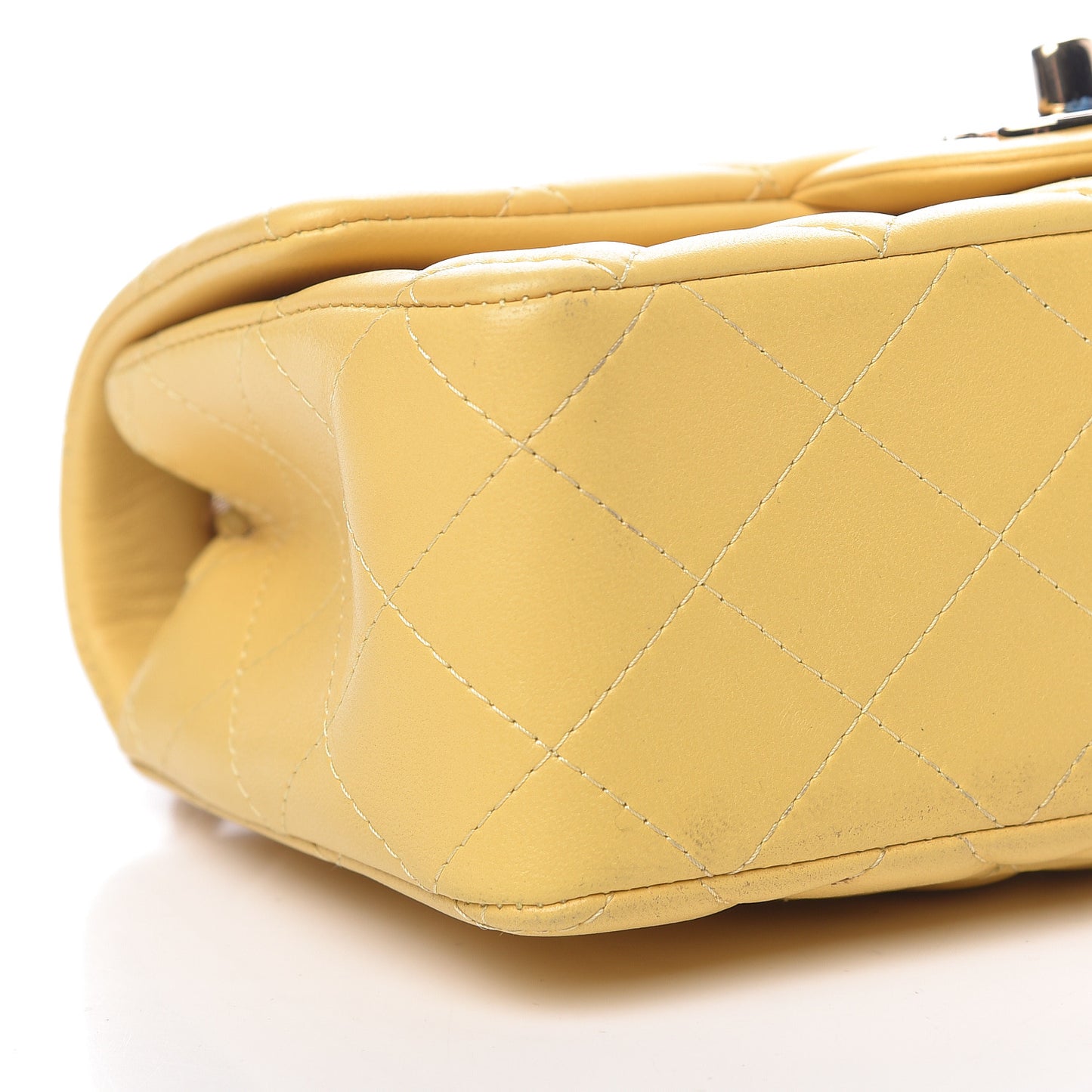 Lambskin Quilted Mini Rectangular Flap Yellow