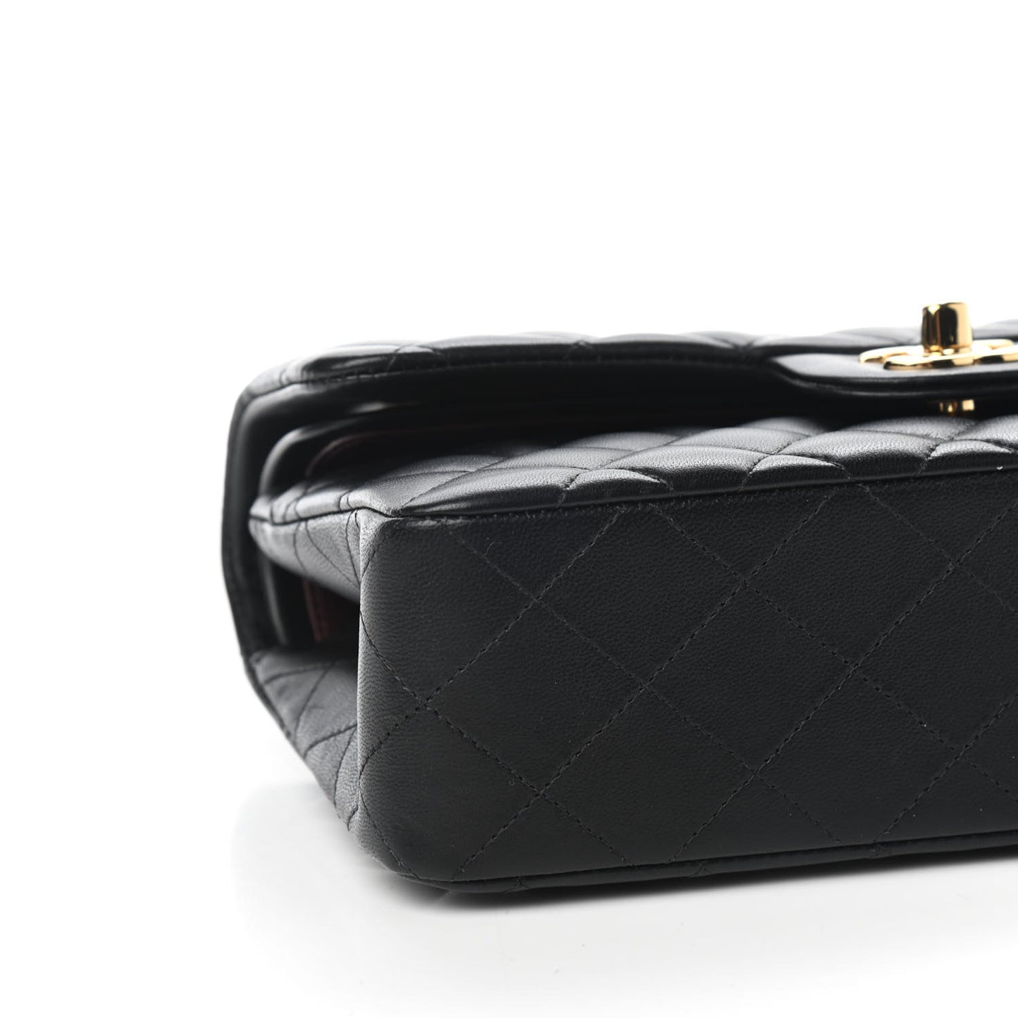 Lambskin Quilted Small Double Flap Black