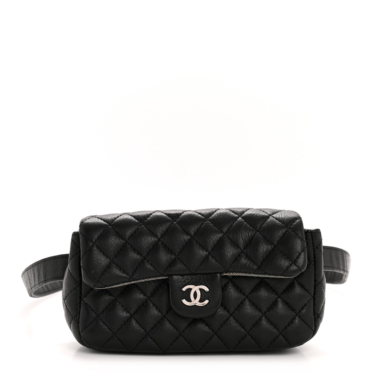 Chanel Grained Calfskin Quilted CC Uniform Flap Belt Bag Black 1 of 15