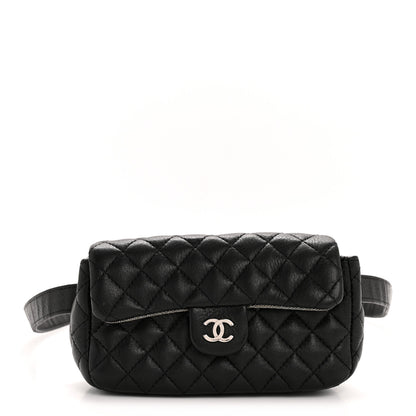 Chanel Grained Calfskin Quilted CC Uniform Flap Belt Bag Black 1 of 15