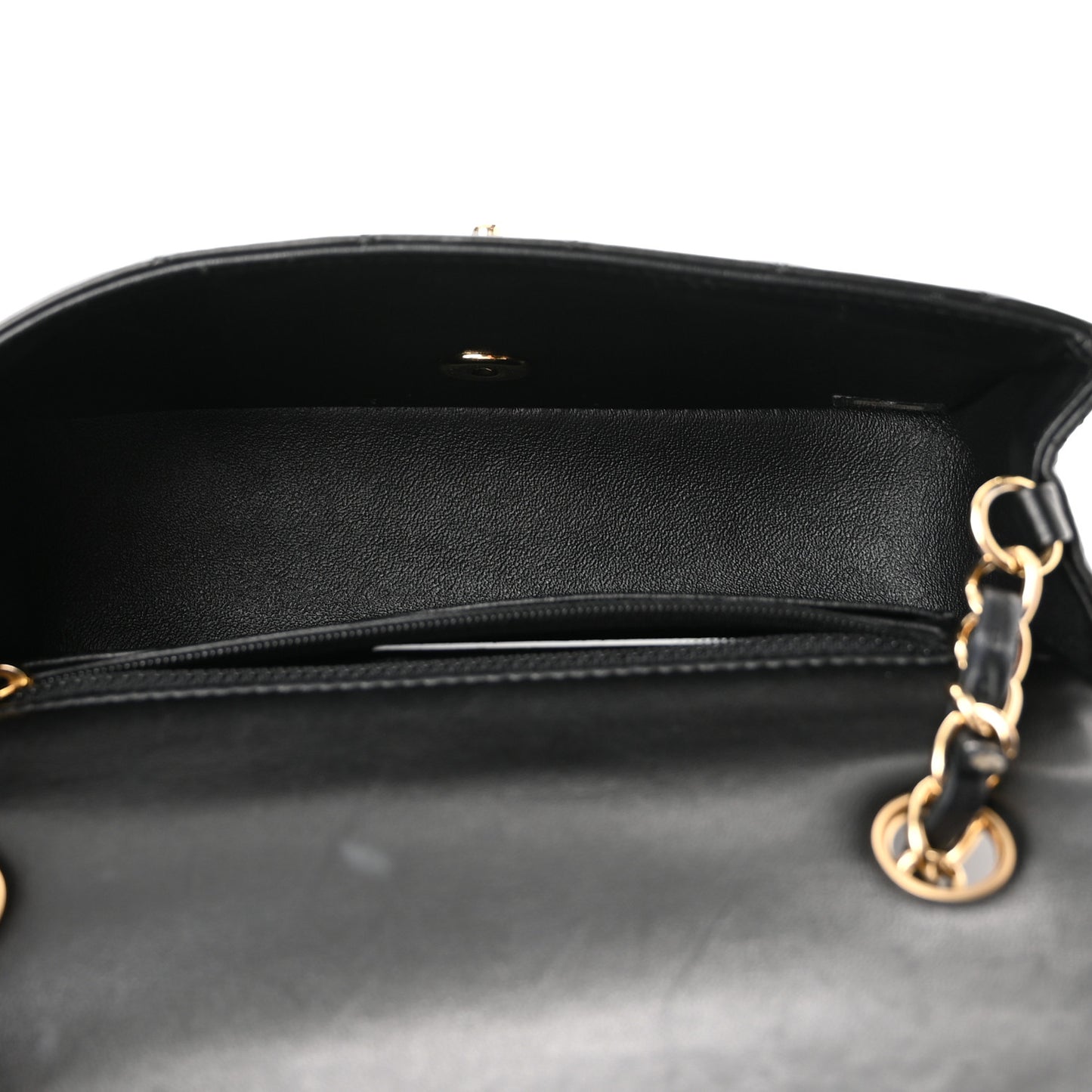 Lambskin Quilted Mini Rectangular Flap Black