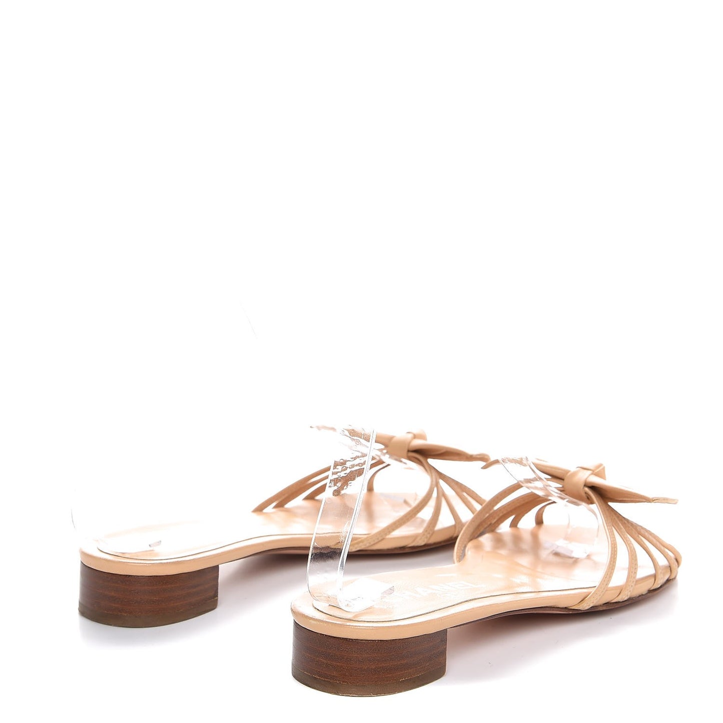 Lambskin CC Bow Sandals 36.5 Beige