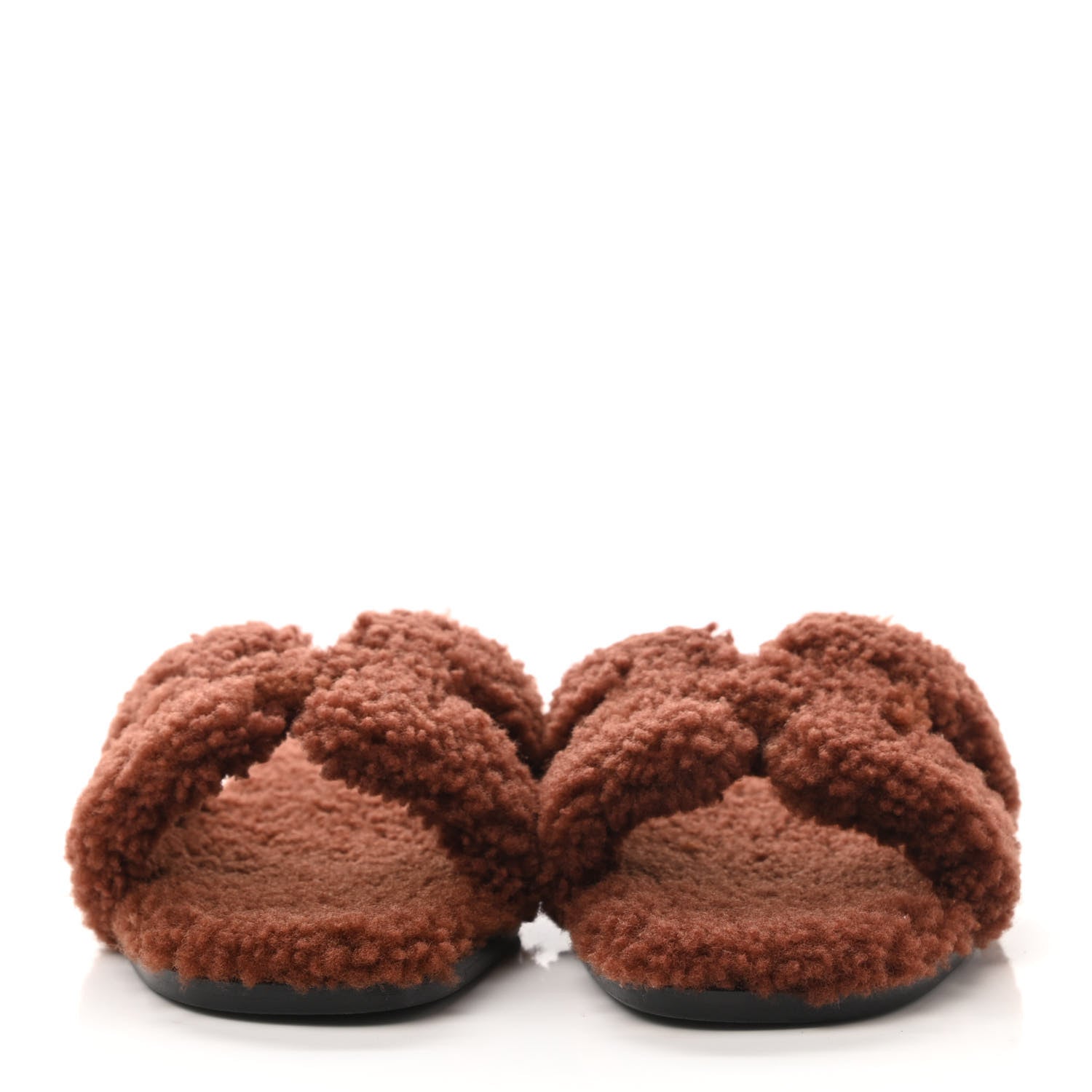 Hermes Woolskin Oran Sandals 35.5 Cognac 2 of 8