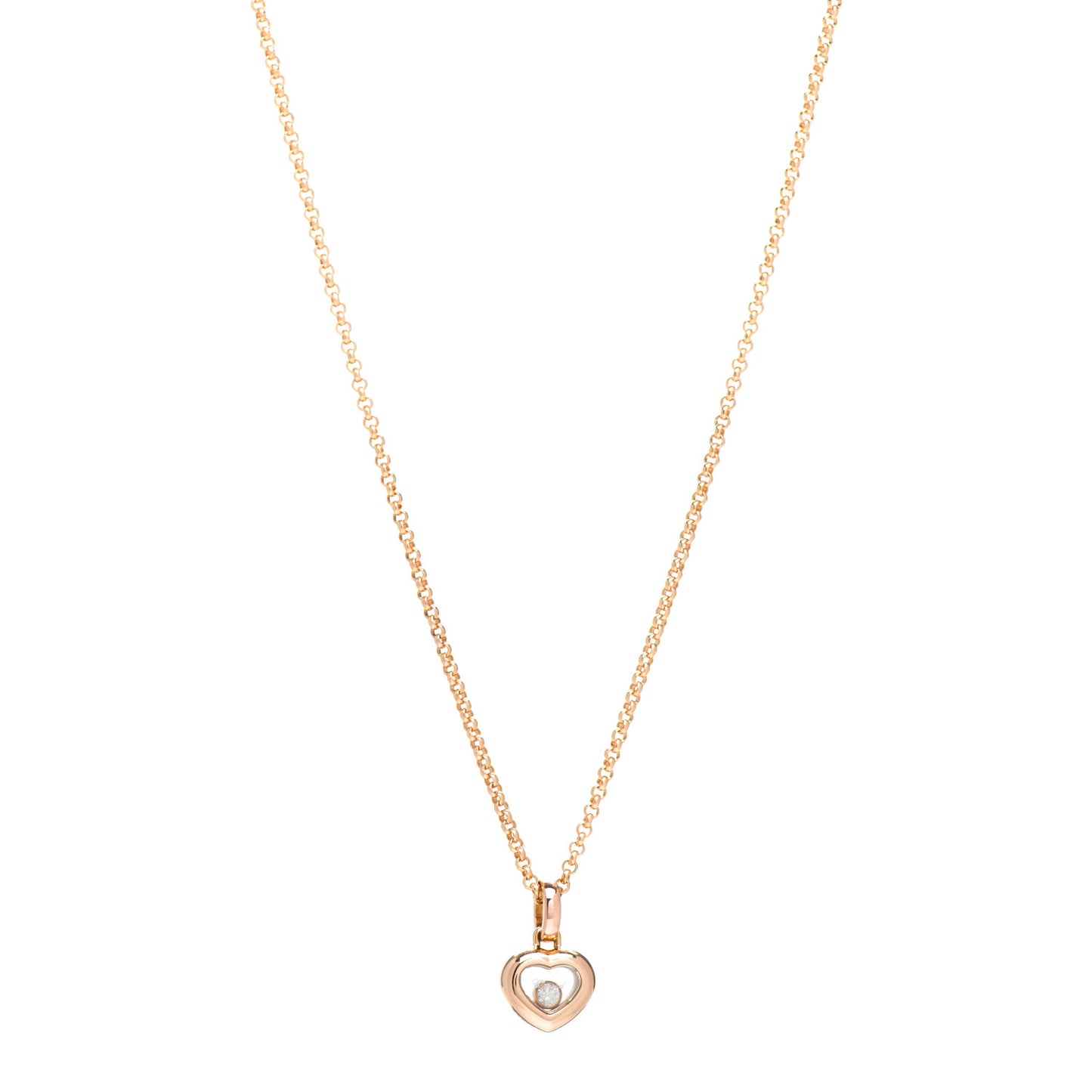 18K Yellow Gold Diamond Happy Diamonds Icons Floating Heart Pendant Necklace