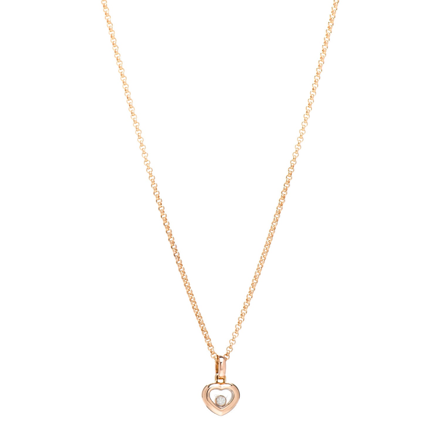 Chopard 18K Yellow Gold Diamond Happy Diamonds Icons Floating Heart Pendant Necklace 1 of 4