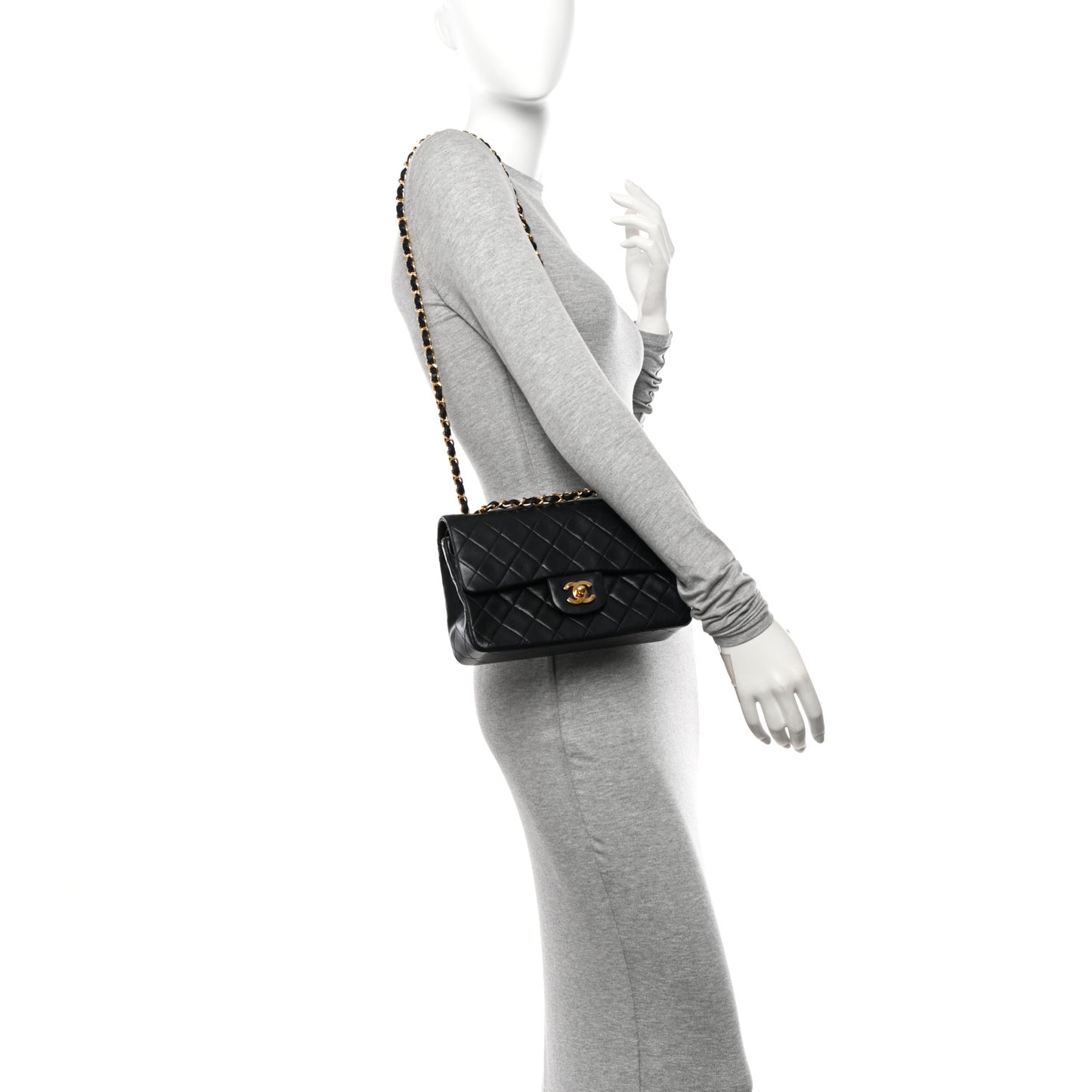 Lambskin Quilted Small Double Flap Black