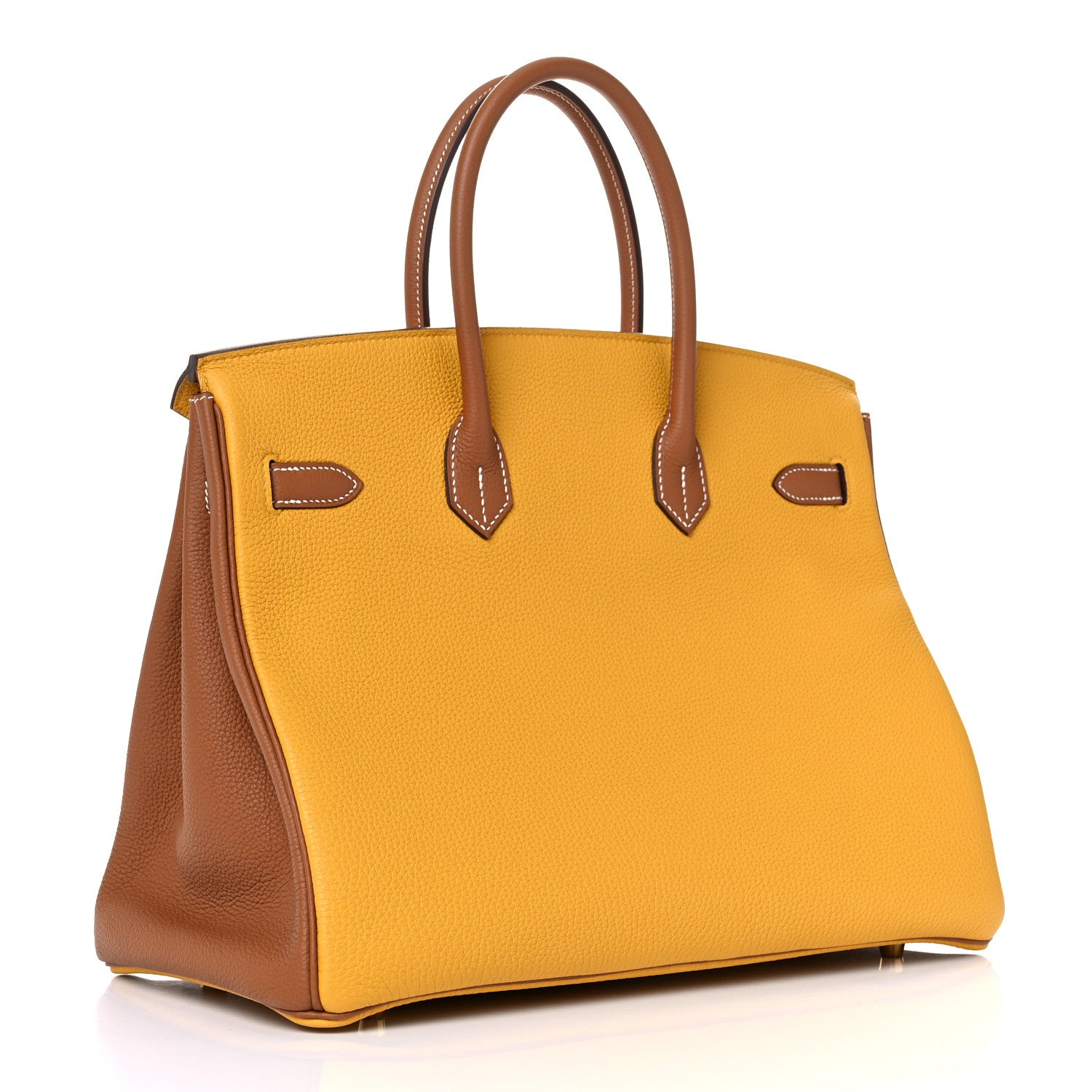 Hermes Togo Bi Color Horseshoe Birkin 35 Jaune Ambre Gold 2 of 34