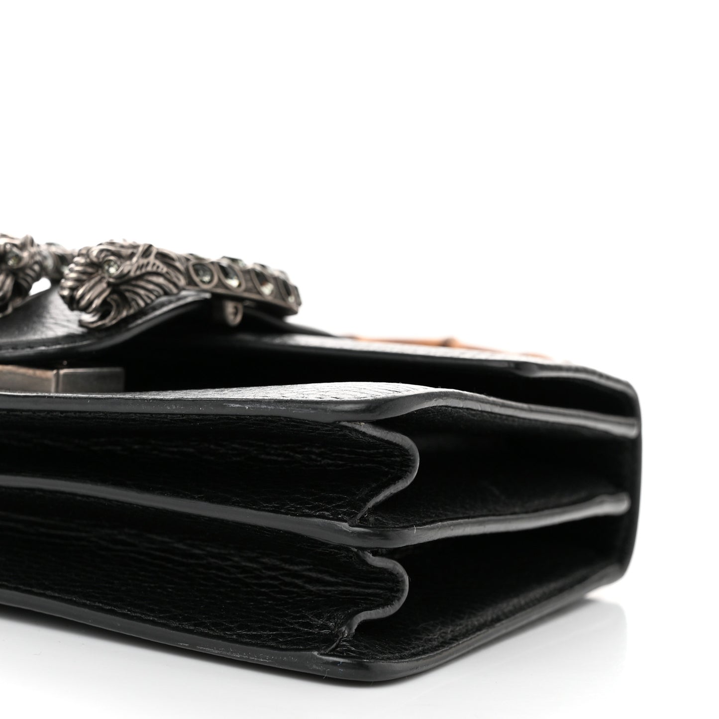 Dollar Calfskin Crystal Web Mini Dionysus Bamboo Top Handle Bag Black Black Diamond