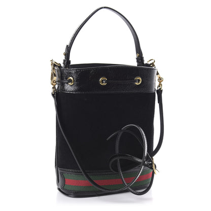 Gucci Suede Patent Web Small Ophidia Bucket Bag Black 3 of 11