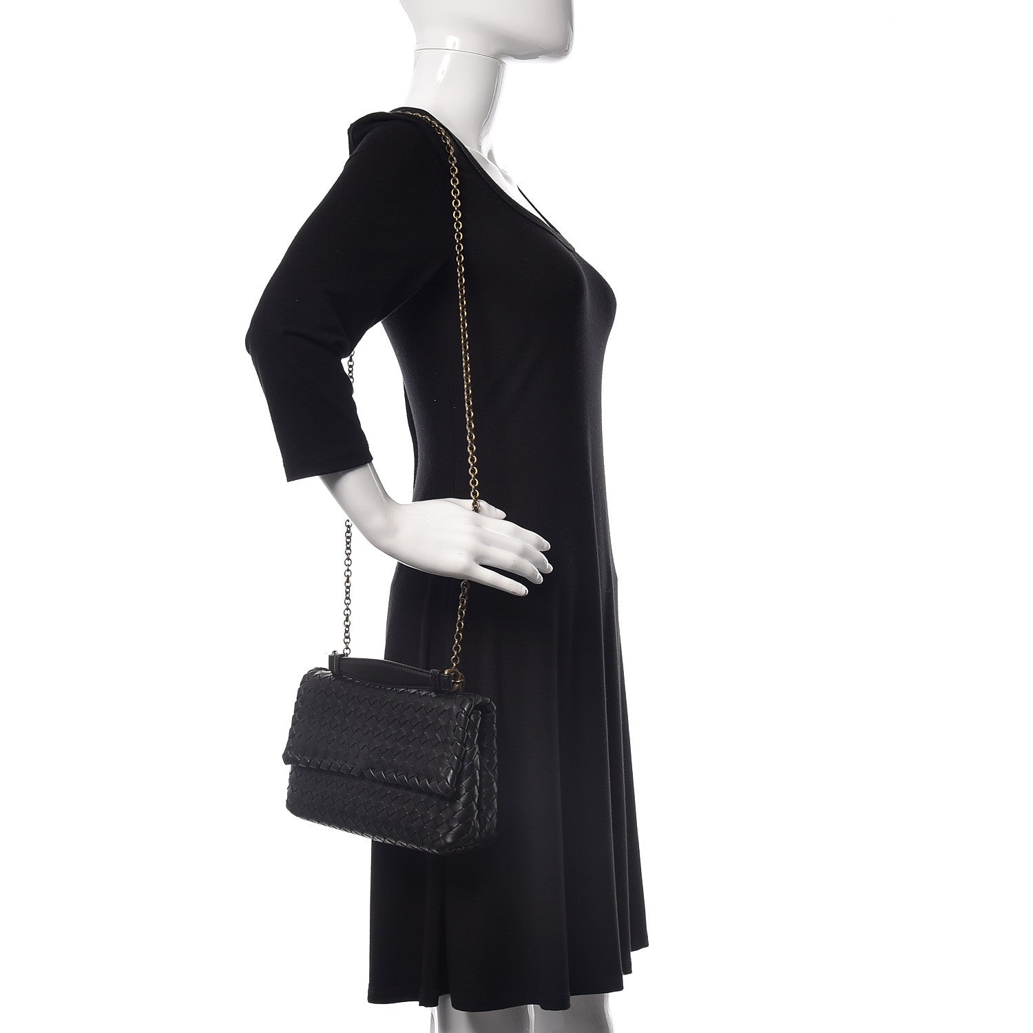 Bottega Veneta Nappa Intrecciato Baby Olimpia Shoulder Bag Black 2 of 8