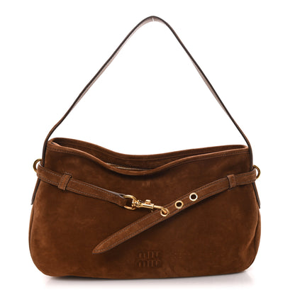 Miu Miu Camoscio Large Aventure Shoulder Bag Rovere 1 of 9