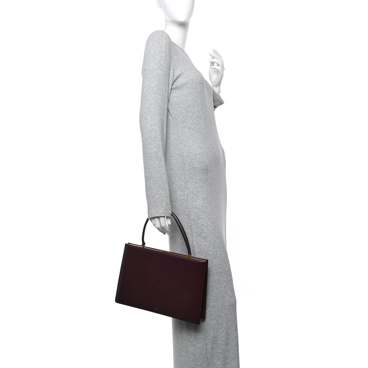 Patina Box Calfskin Medium Clasp Bag Bordeaux