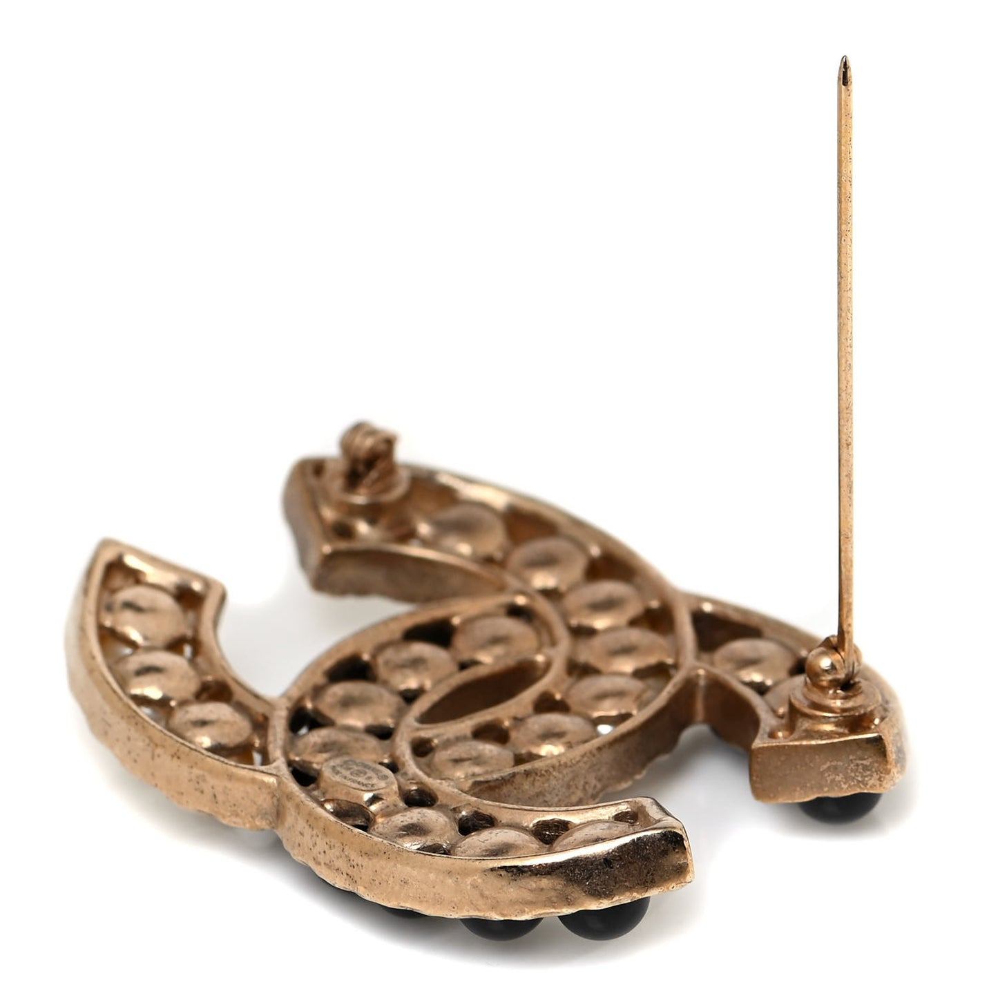 Pearl CC Brooch Gold Black