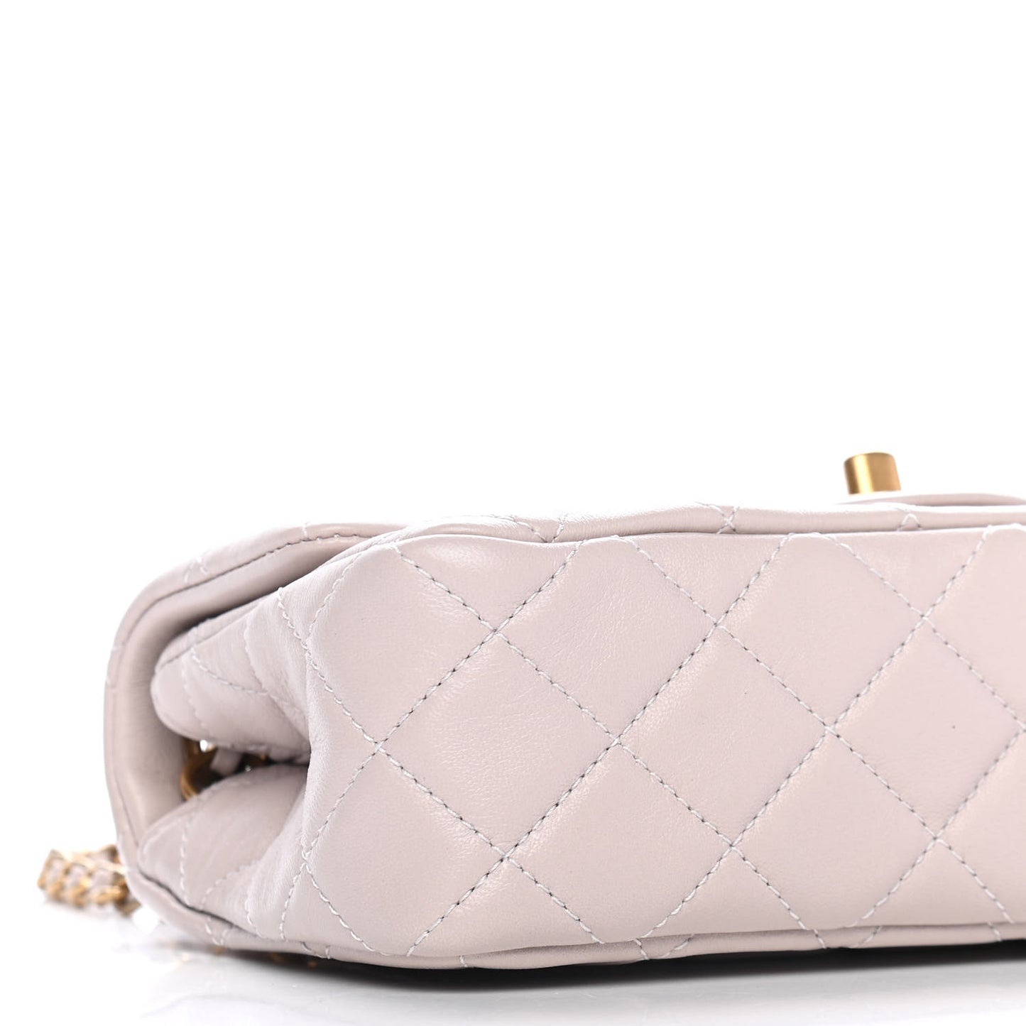 Lambskin Quilted Mini Rectangular Pearl Crush Flap Light Purple