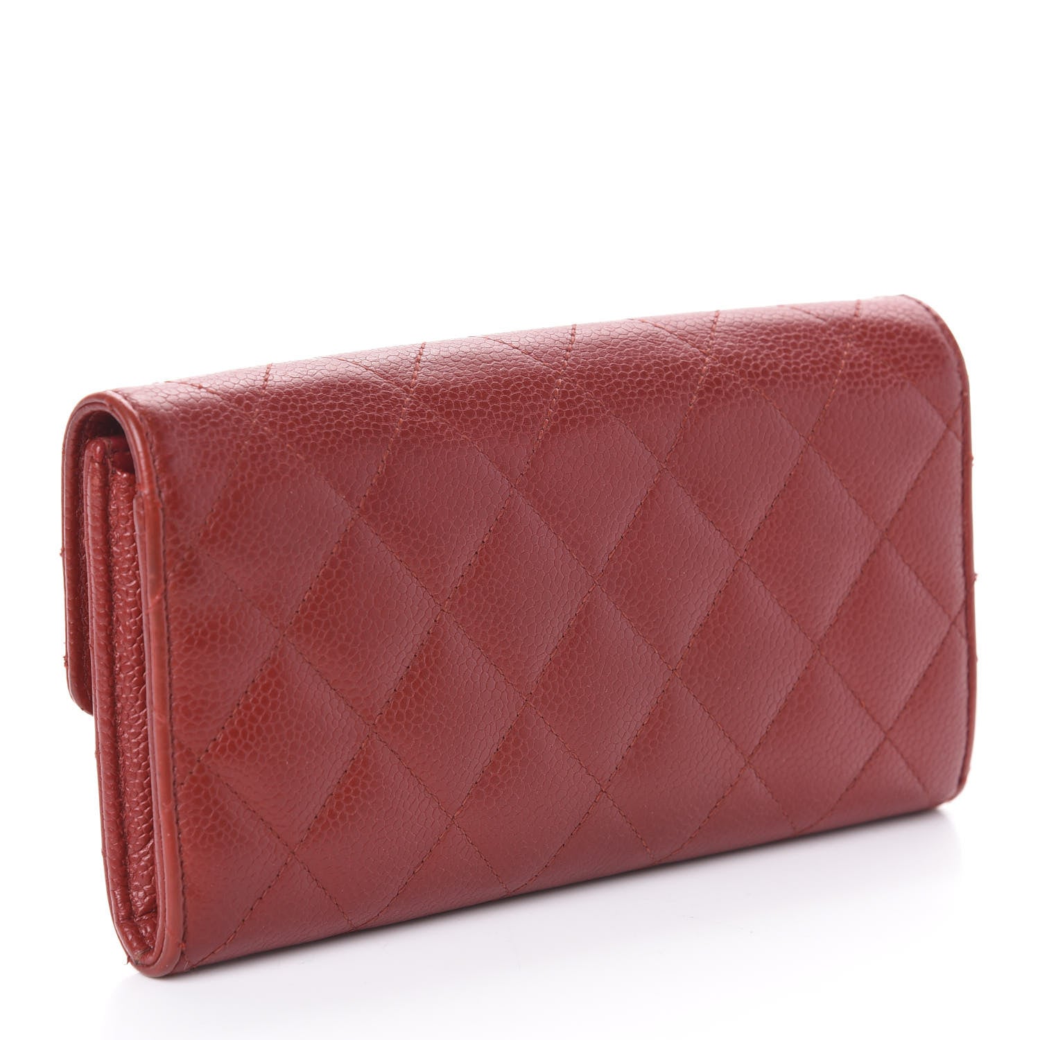 Chanel Caviar Quilted Large Gusset Flap Wallet Red 3 of 7