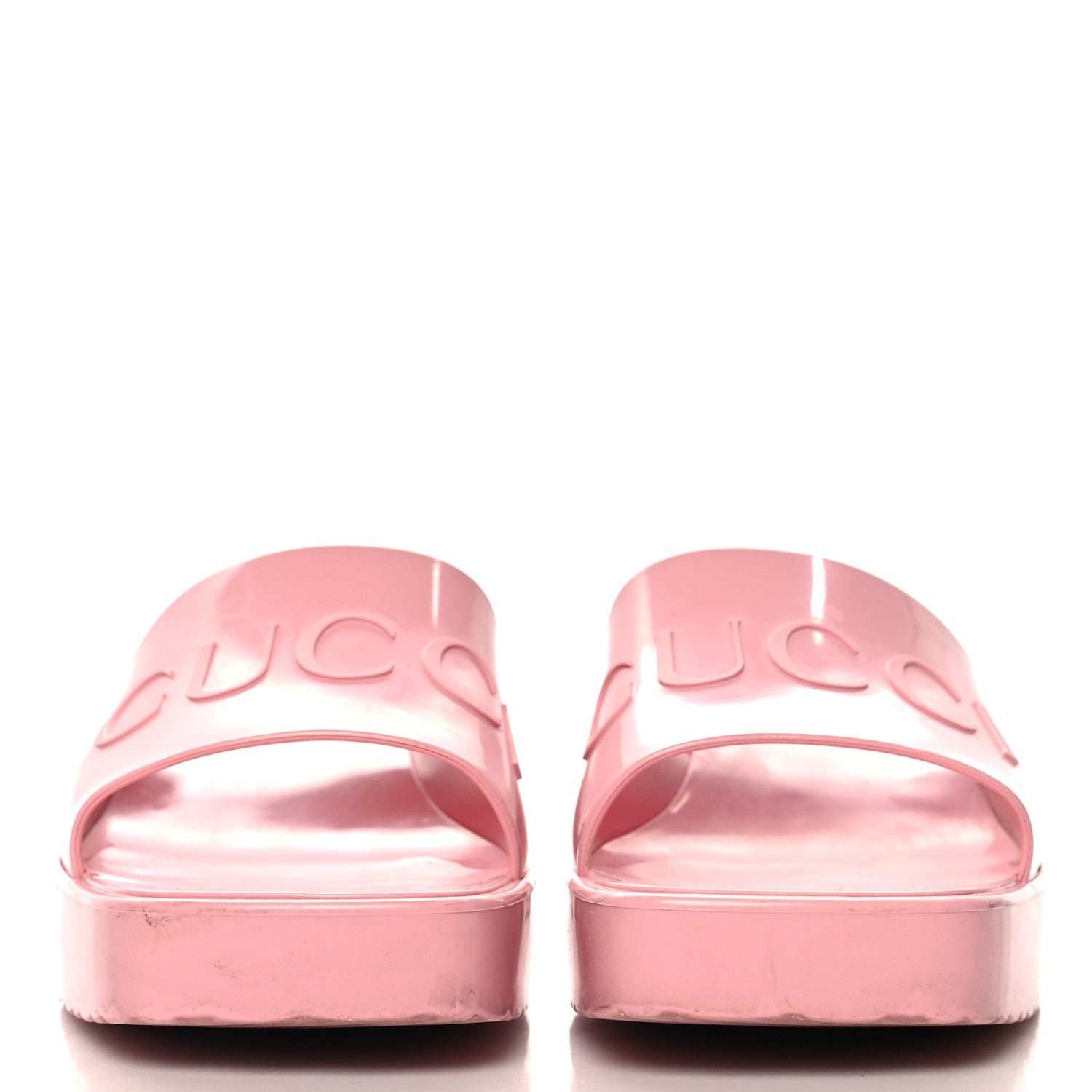 Gucci Rubber Gucci Logo Womens Platform 20/60mm Slide Sandals 38 Wild Rose 3 of 11