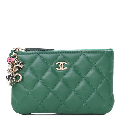 Chanel Lambskin Quilted Small Casino Cosmetic Case Green 1 of 7