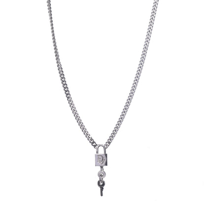 Christian Dior Metal Lock and Key Necklace Silver 1 of 7