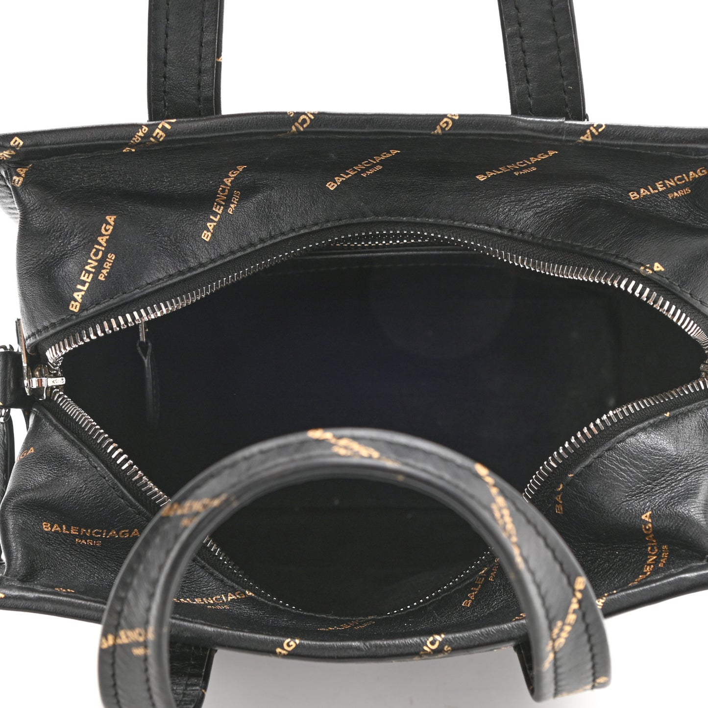 Calfskin Allover Logo XS Bazar Shopper Tote Black Gold