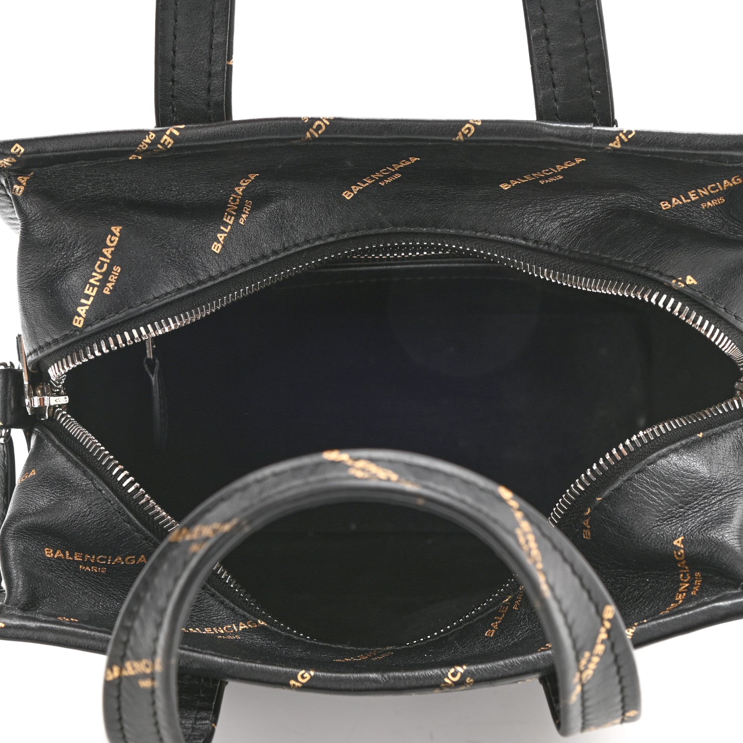 Balenciaga Calfskin Allover Logo XS Bazar Shopper Tote Black Gold 5 of 10