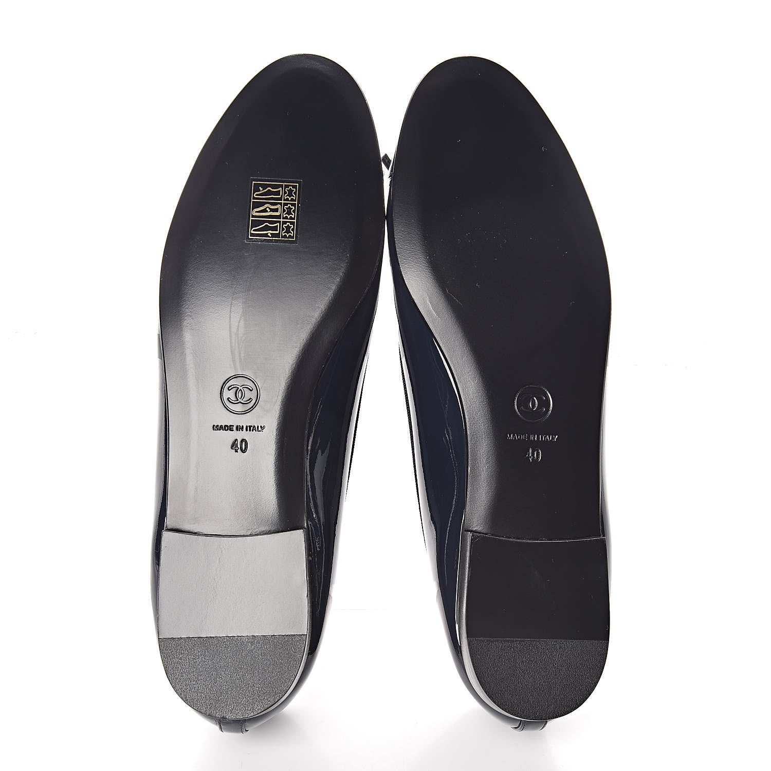Chanel Patent Classic CC Ballet Flats 40 Navy 5 of 9