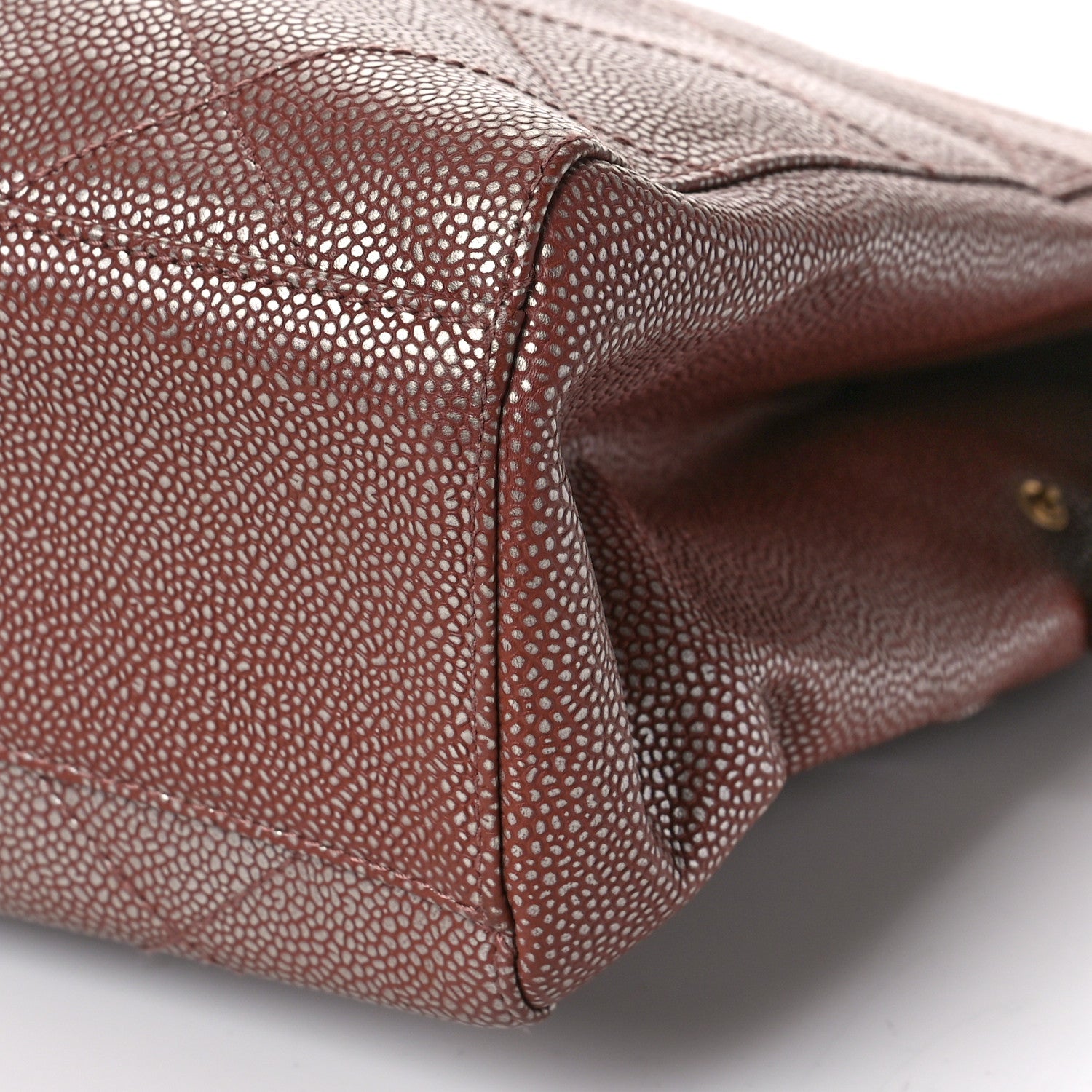 Chanel Metallic Caviar Quilted Shopping Tote Brown 9 of 9