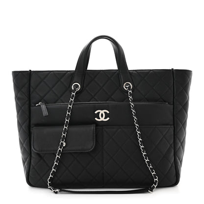 Chanel Calfskin Quilted Ultra Pocket Shopping Tote Black 1 of 10