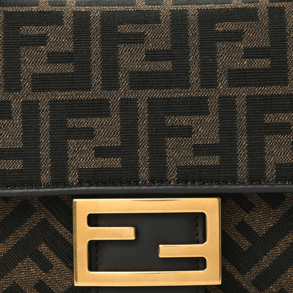Fendi Fabric Jacquard FF 1974 Midi Chain Baguette Tobacco Moro 8 of 10
