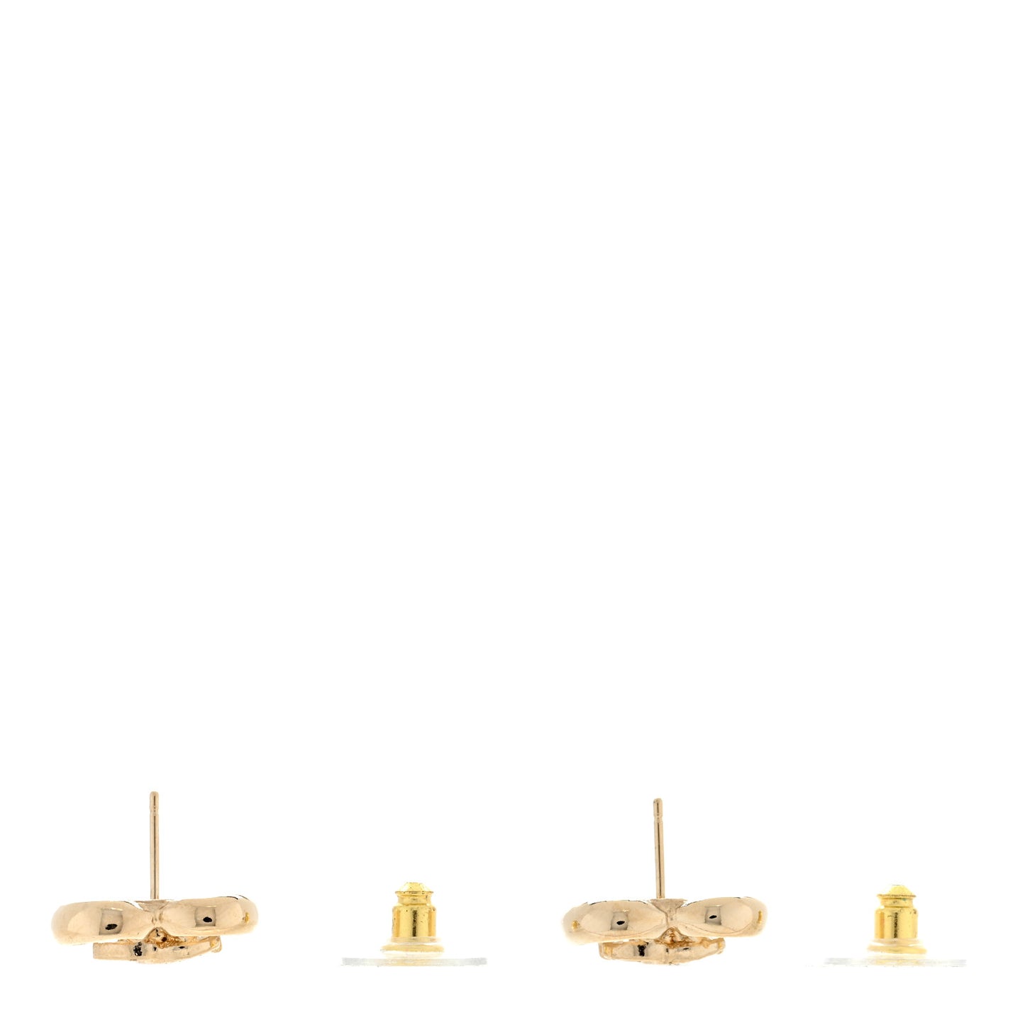 Metal Crystal CC Logo Heart Earrings Gold