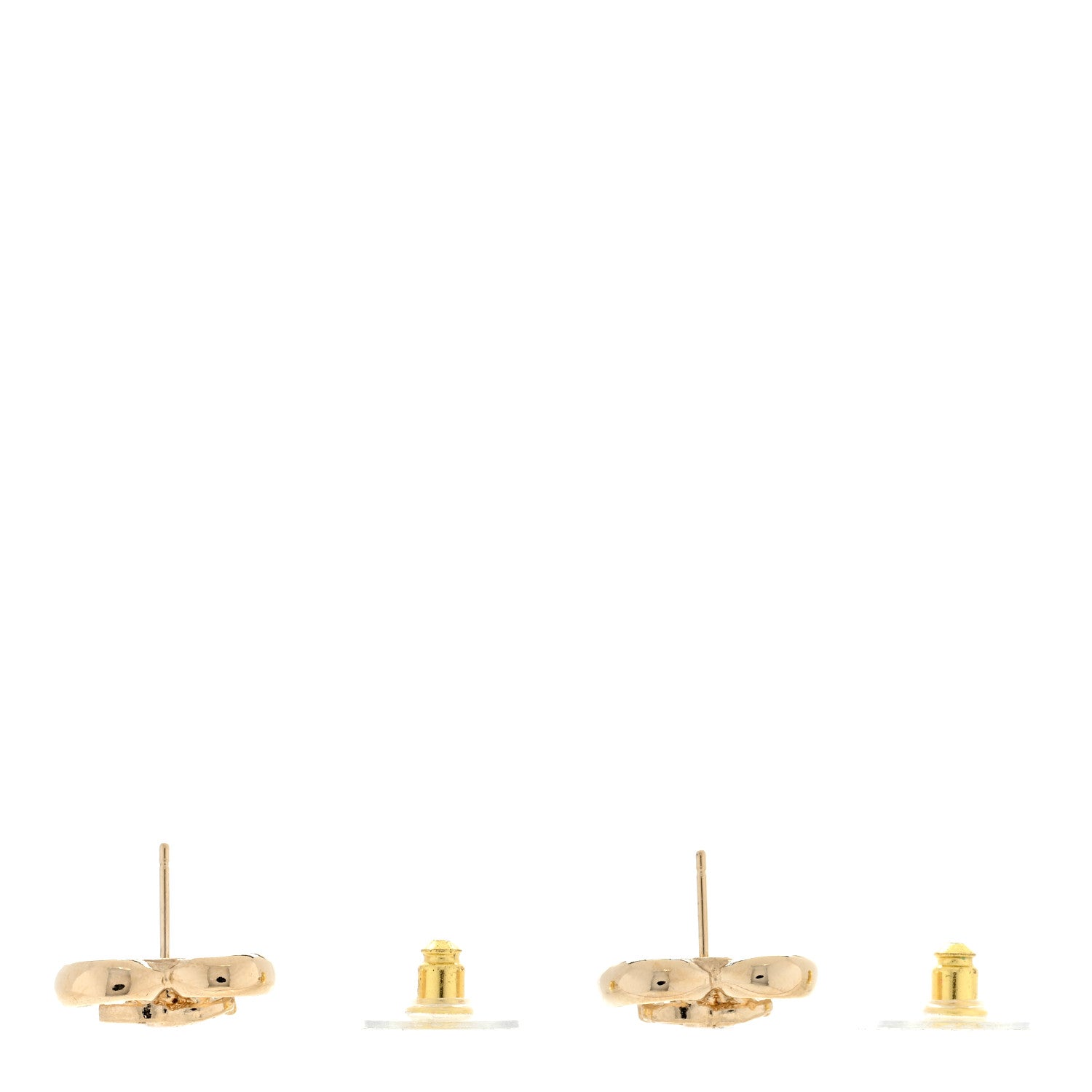 Chanel Metal Crystal CC Logo Heart Earrings Gold 3 of 4