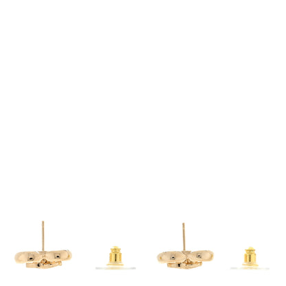 Chanel Metal Crystal CC Logo Heart Earrings Gold 3 of 4