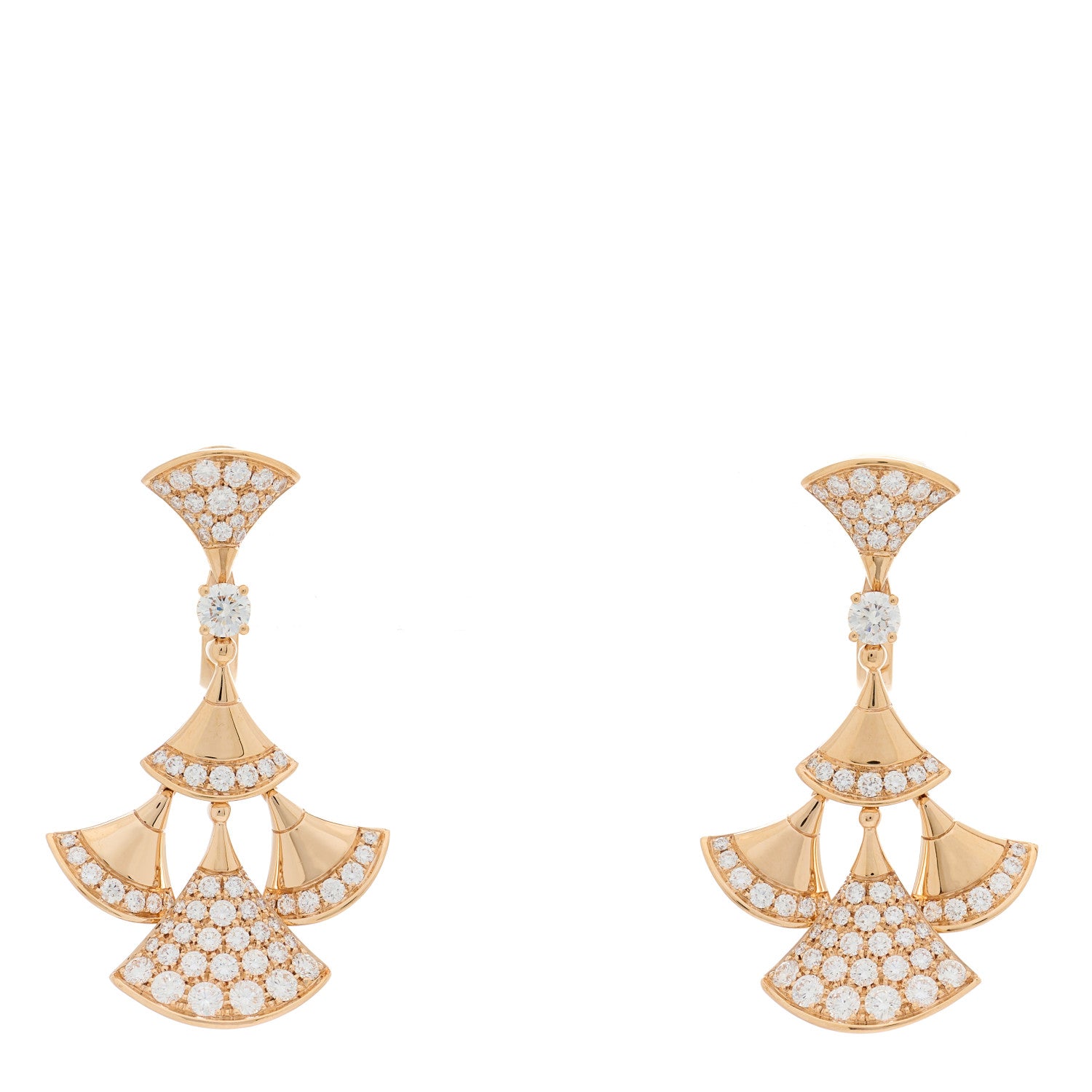 Bulgari 18K Rose Gold Diamond Divas' Dream Pave Drop Earrings 1 of 7