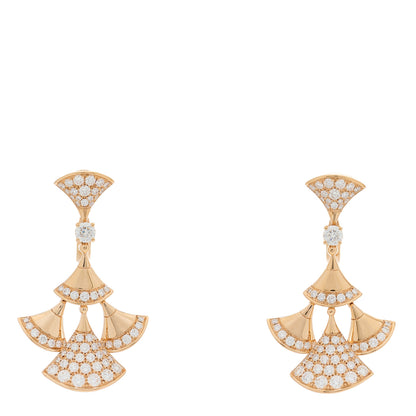 Bulgari 18K Rose Gold Diamond Divas' Dream Pave Drop Earrings 1 of 7