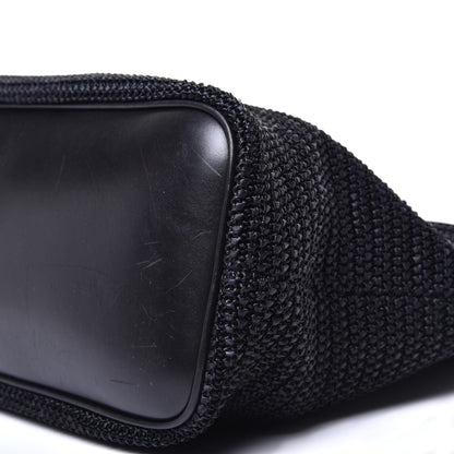 Saint Laurent Calfskin Raffia Medium Shopper Tote Black 8 of 9
