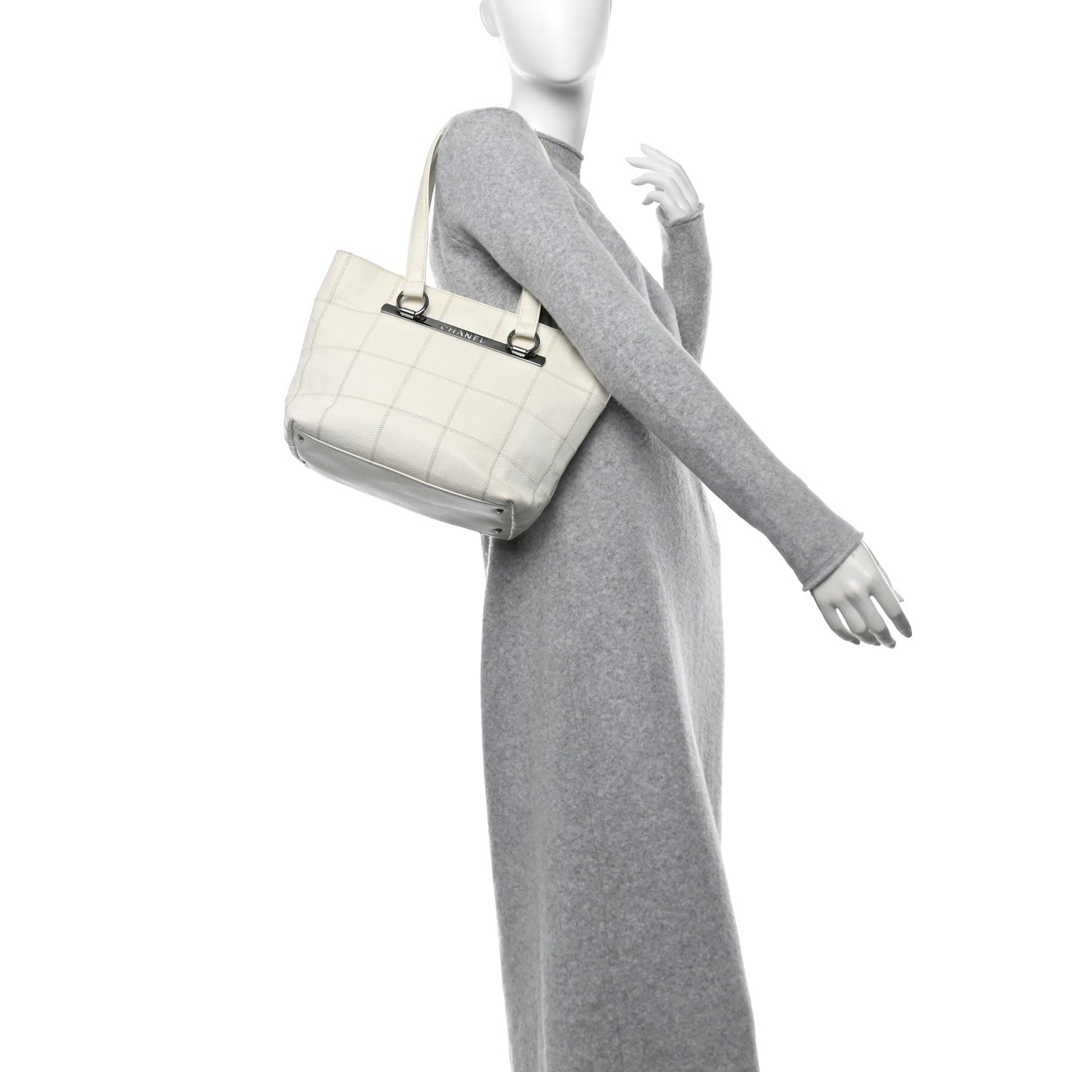 Chanel Caviar Square Stitched Tote White 2 of 13