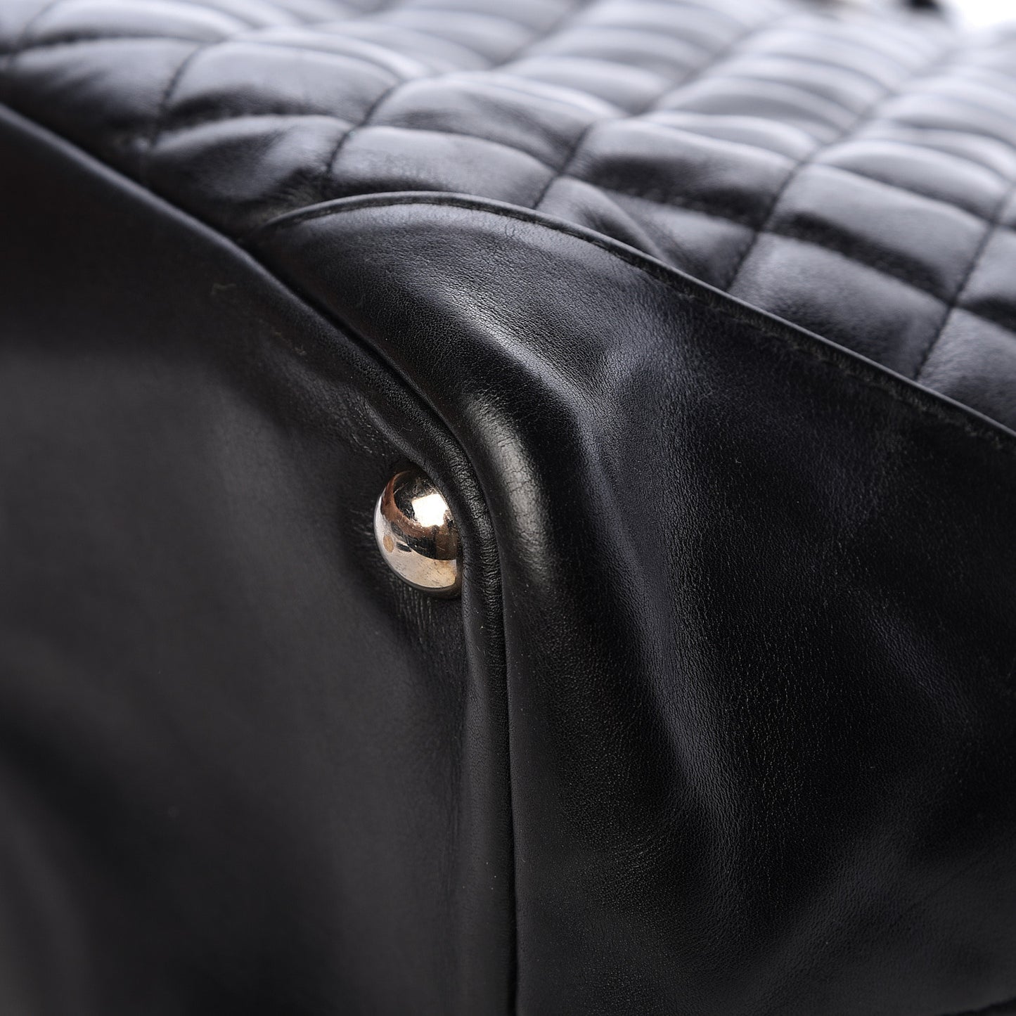 Calfskin Quilted Large Cambon Tote Black White