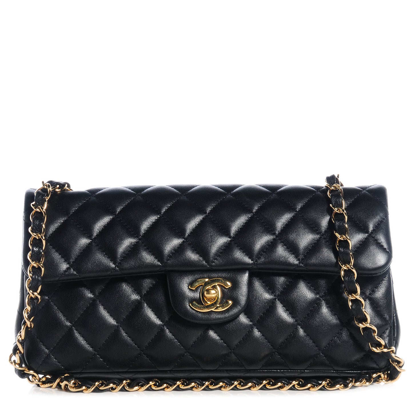 Lambskin Quilted East West Flap Black