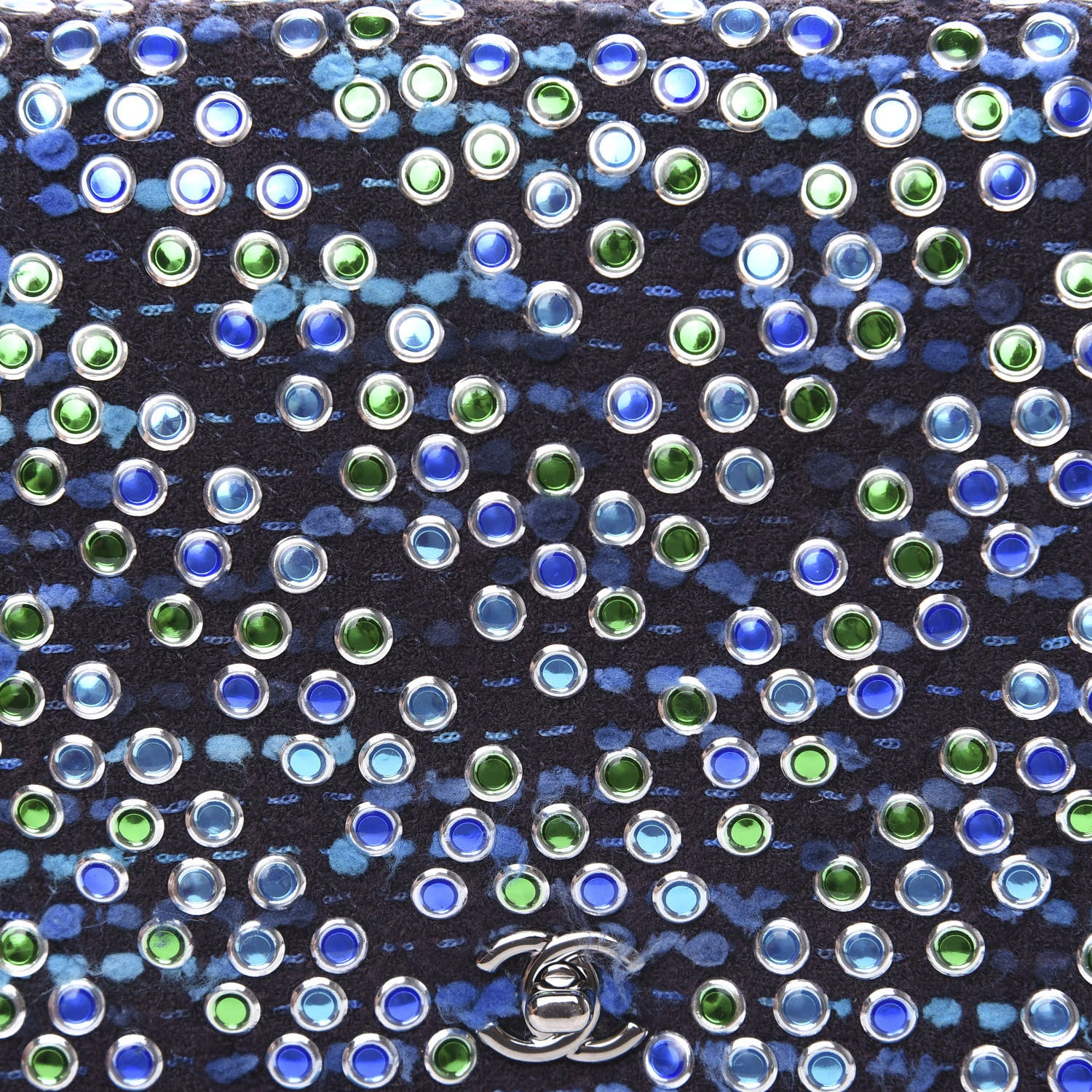 Chanel Crystal Tweed Wallet On Chain WOC Blue 9 of 10