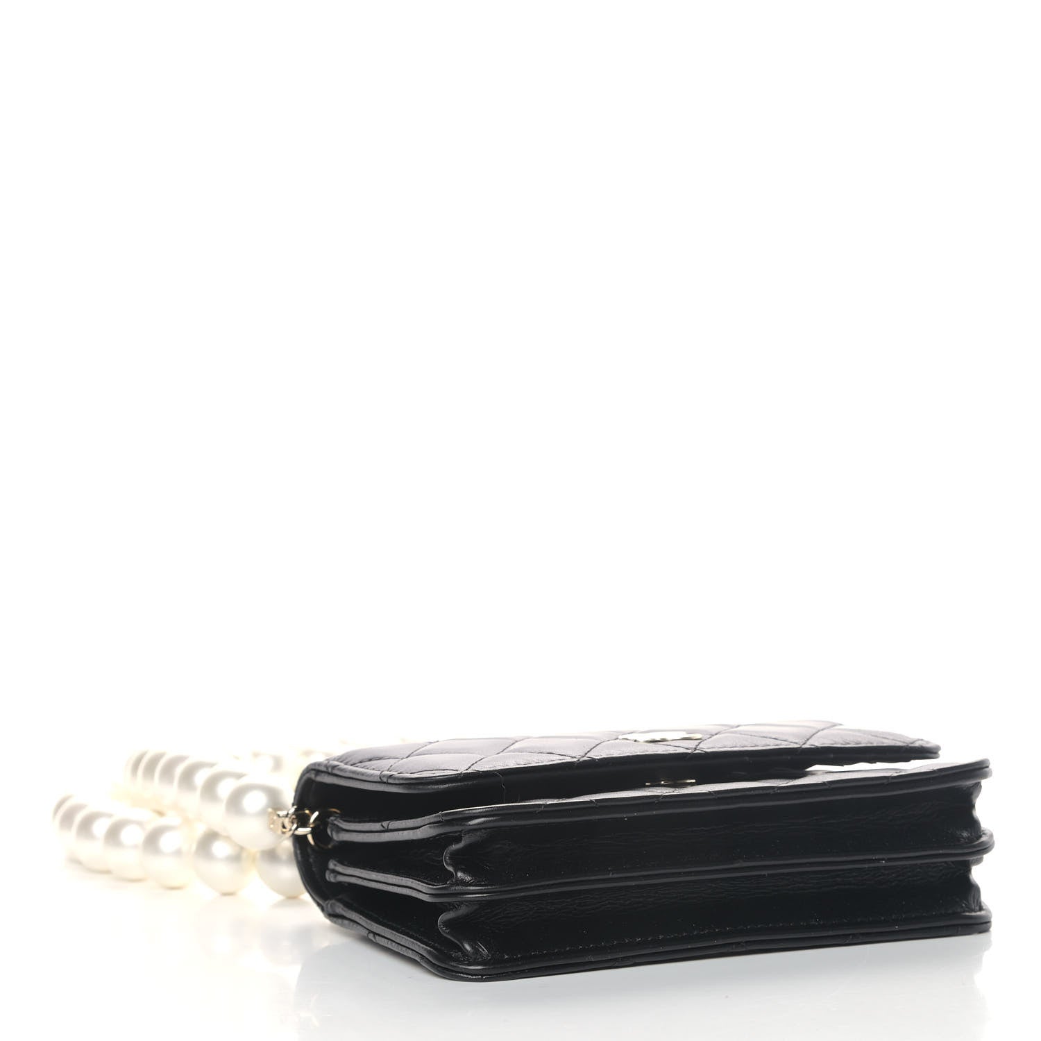 Chanel Calfskin Quilted Mini Maxi Pearls Wallet On Chain WOC Black 3 of 5
