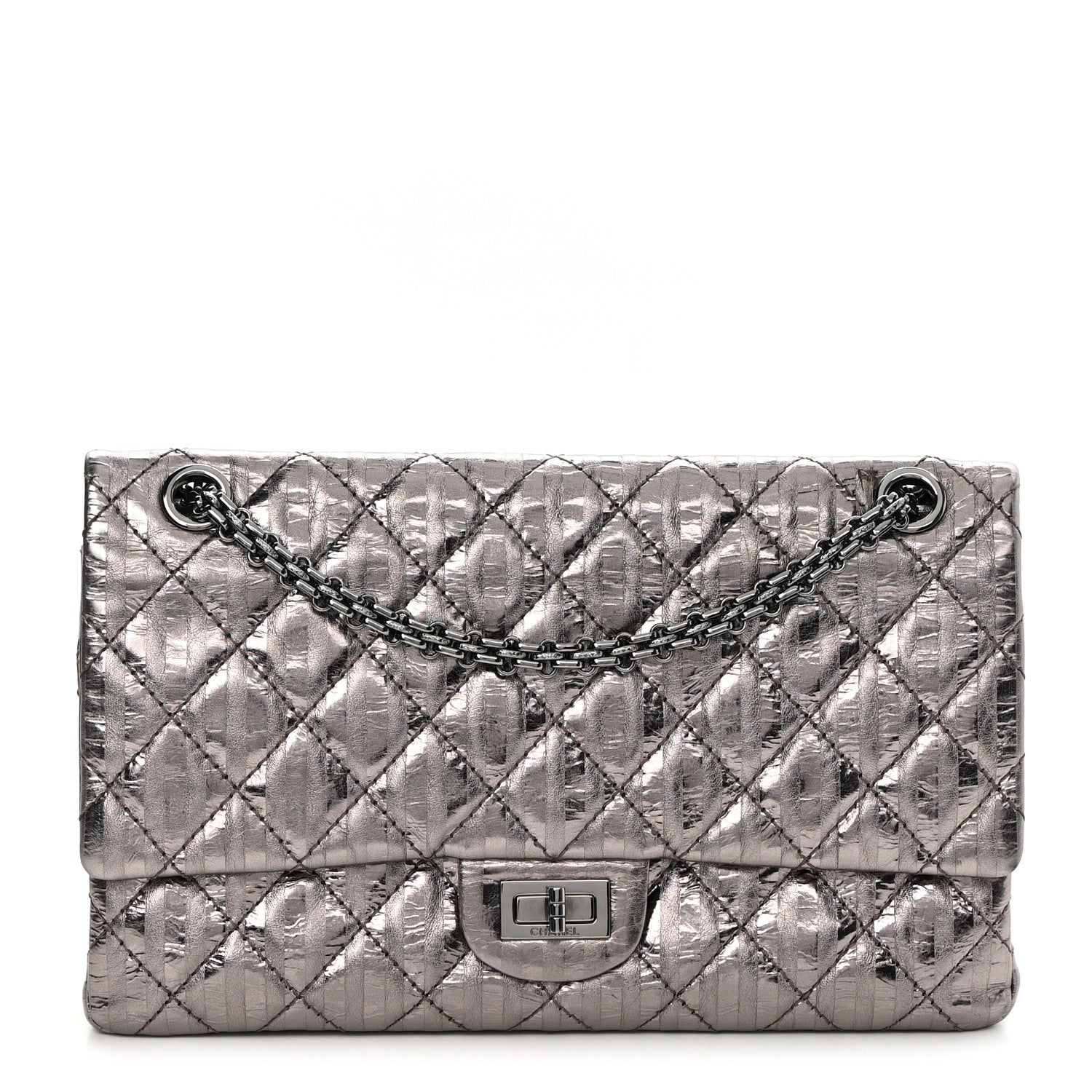 Chanel Metallic Striped Calfskin 2.55 Reissue 226 Flap Dark Silver 1 of 13