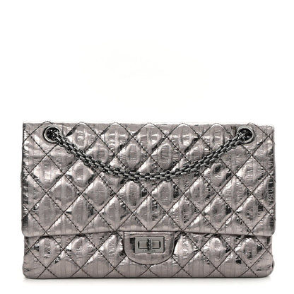 Chanel Metallic Striped Calfskin 2.55 Reissue 226 Flap Dark Silver 1 of 13