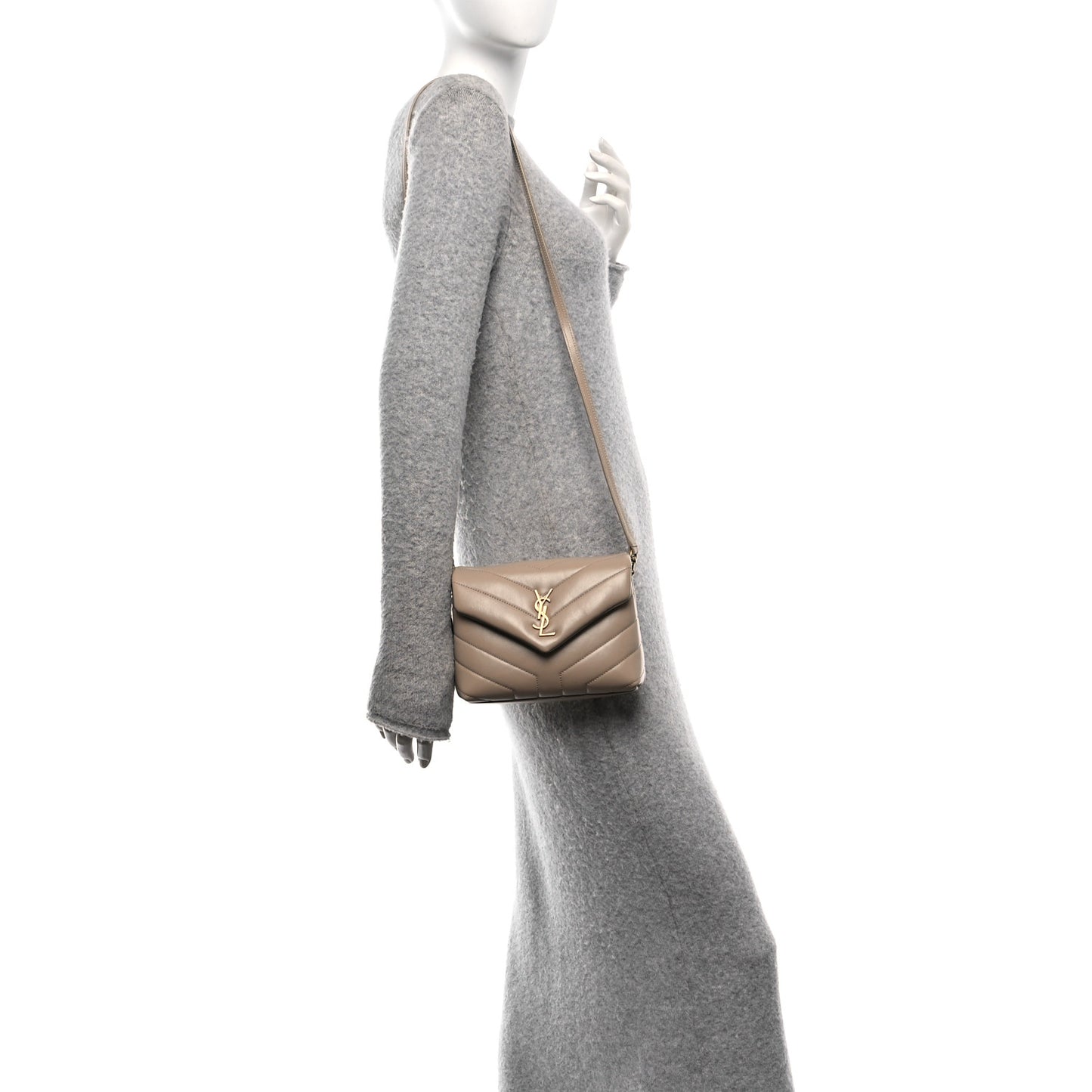 Calfskin Y Quilted Monogram Toy Loulou Crossbody Bag Dark Beige
