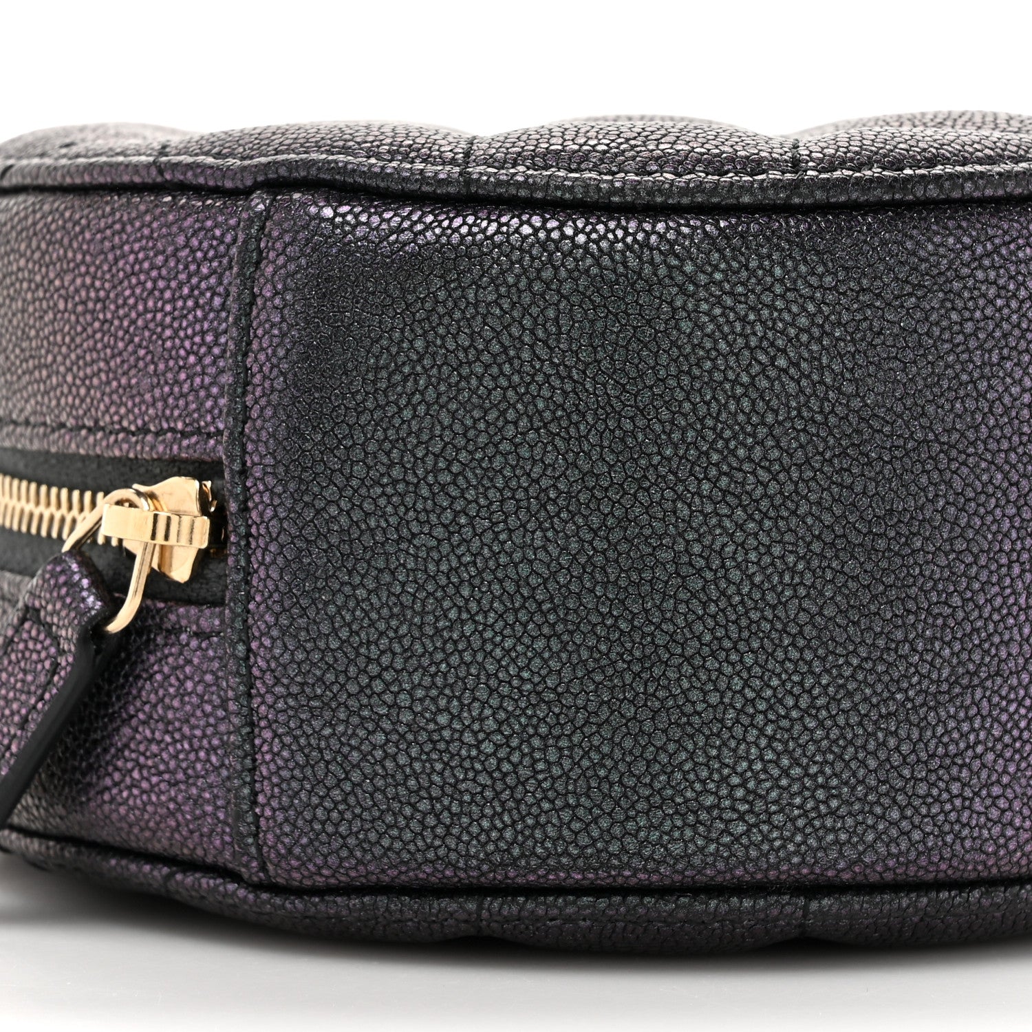 Chanel Iridescent Caviar Quilted Round Clutch With Chain Black 10 of 11
