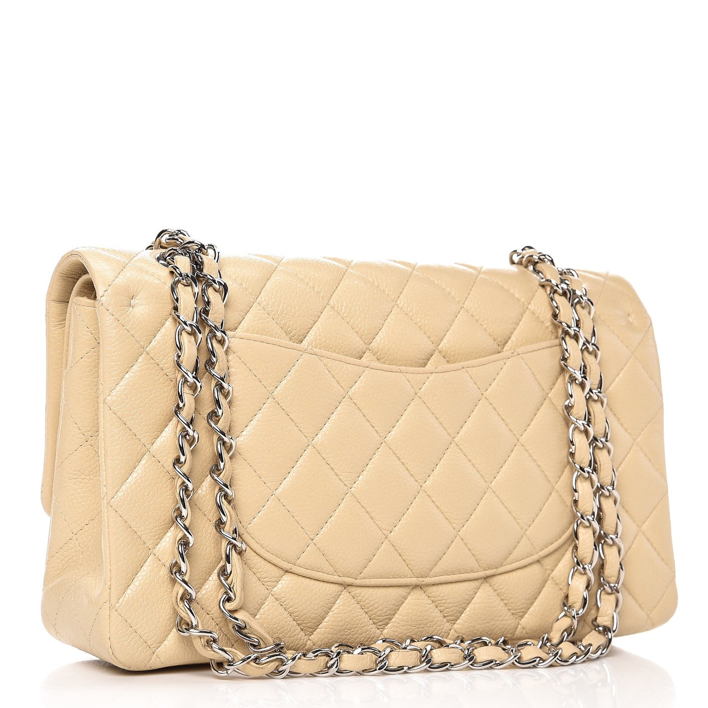 Caviar Quilted Medium Double Flap Beige Clair